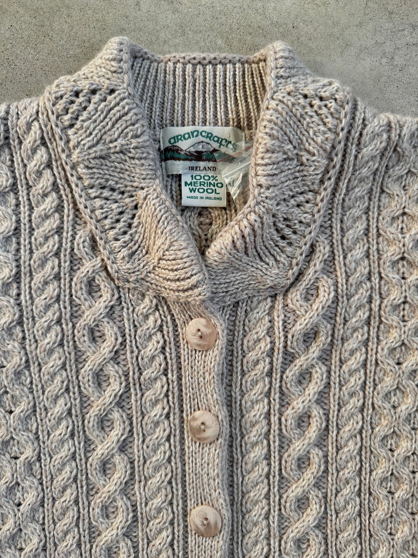 Vintage 1990s Aran Crafts Merino Wool Cable-Knit Longline Cardigan | XL