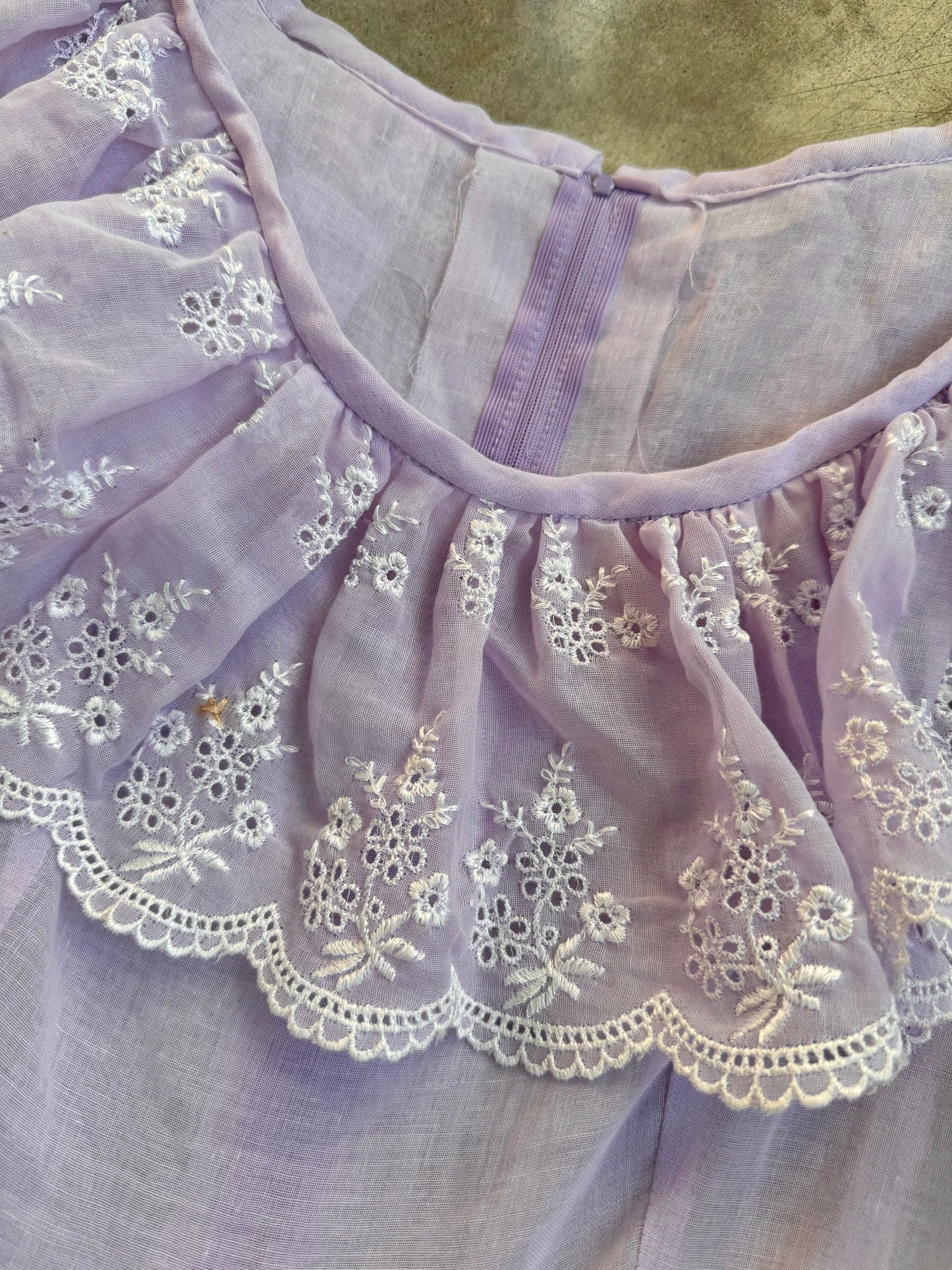 Vintage 1970s Purple Floral Eyelet Frilled Fairy Princess Maxi Dress | XS/S