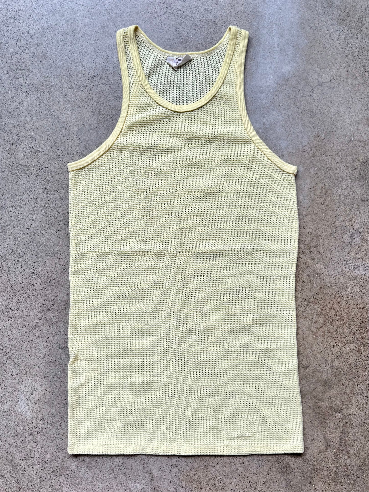 Vintage 1960s Munsingwear Yellow Mesh Tank Top | Medium