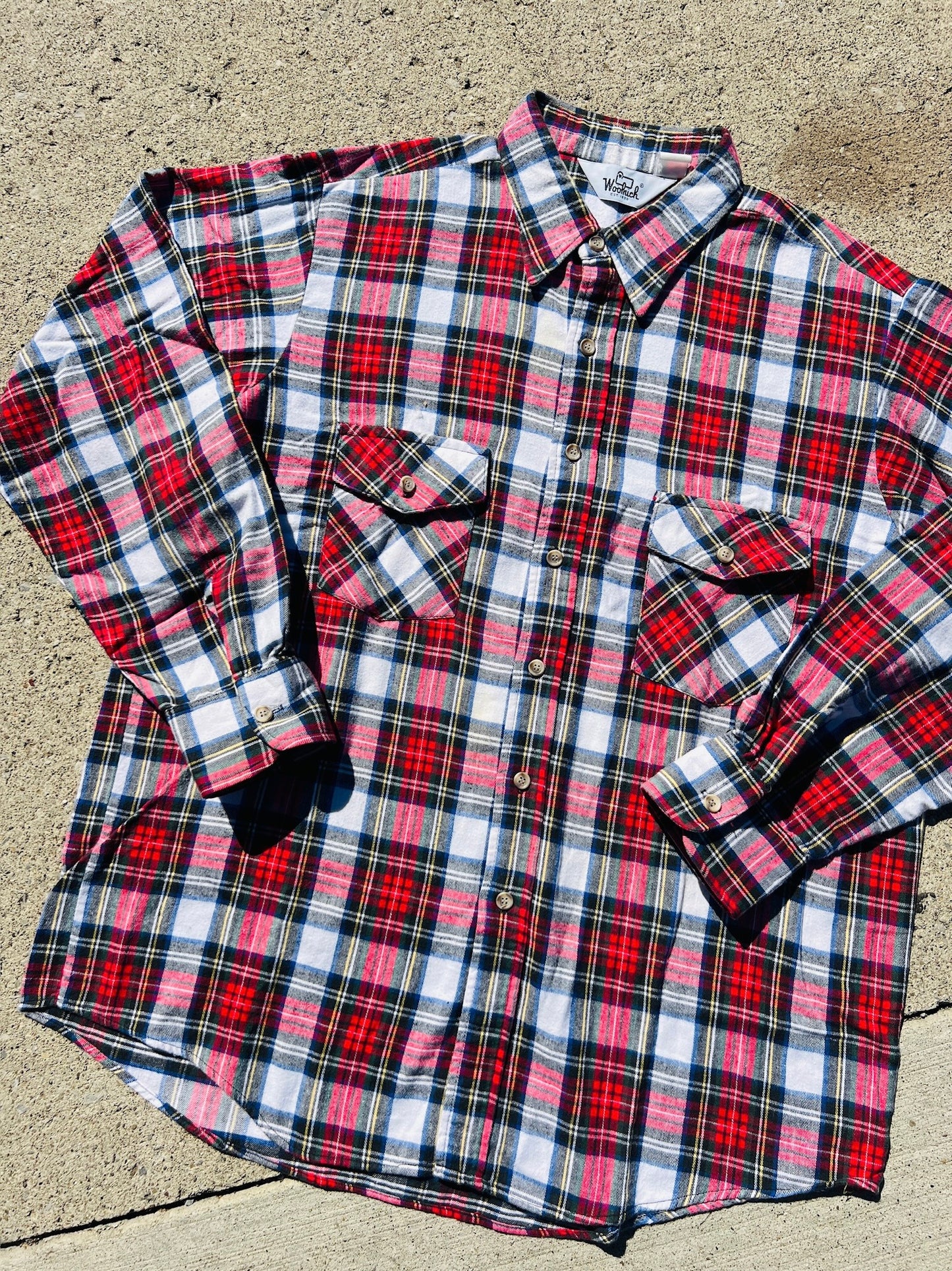 Vintage 1980s Woolrich Red Plaid Flannel Shirt | XL