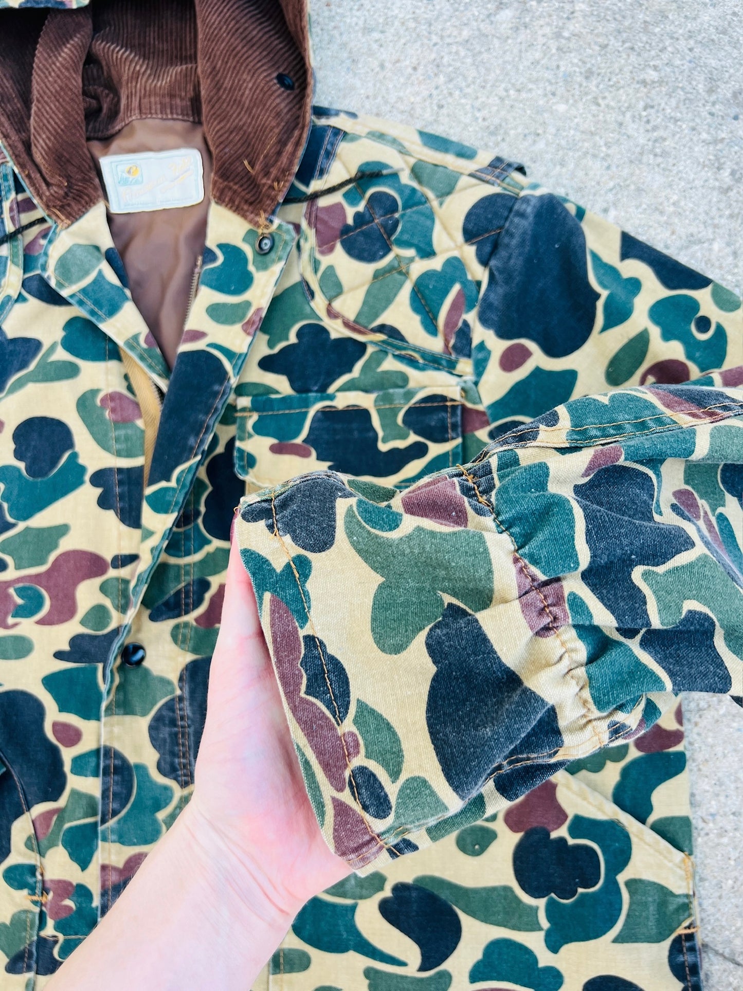 Vintage 1970s American Field Zip Up Hooded Camo Jacket