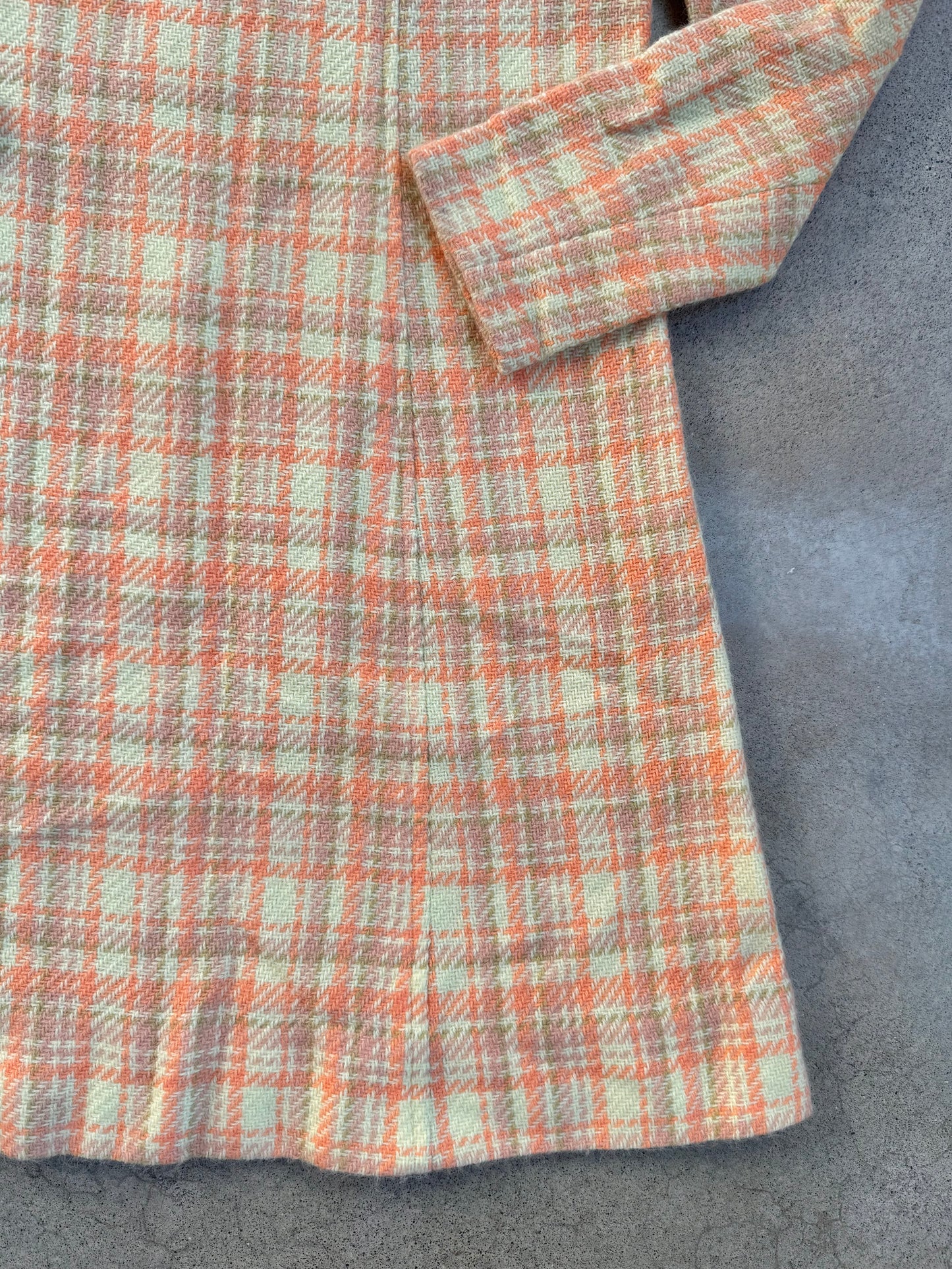 Vintage 1960s Pastel Plaid Wool-Blend Long Sleeve Mini Dress | S/M