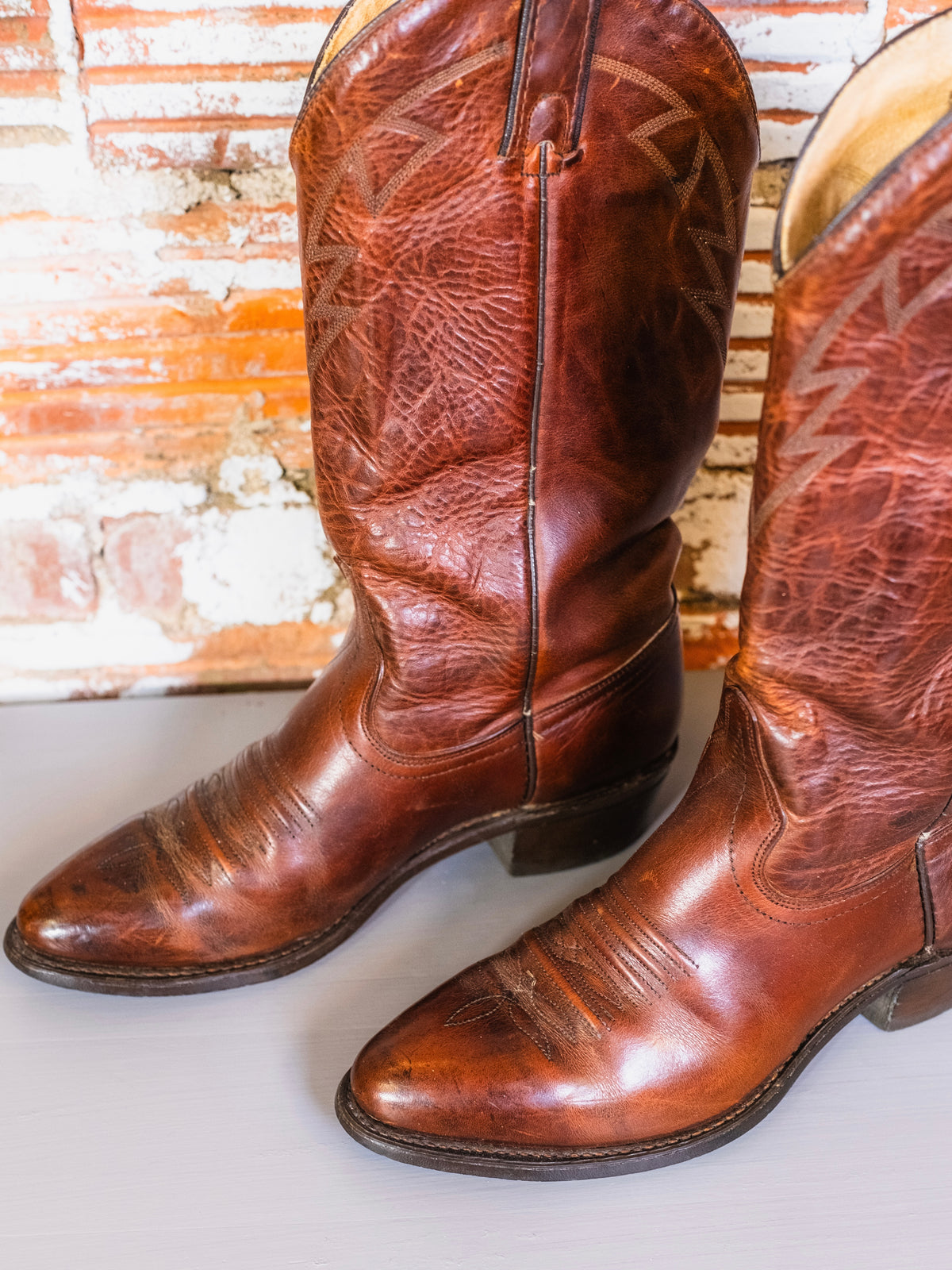 Vintage 1970s Wrangler Brown Leather Cowboy Boots | Men’s 9