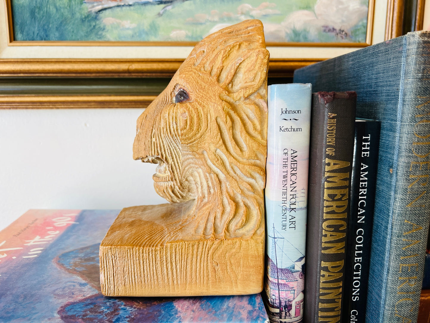 Vintage 1960s Lion Head Bookend