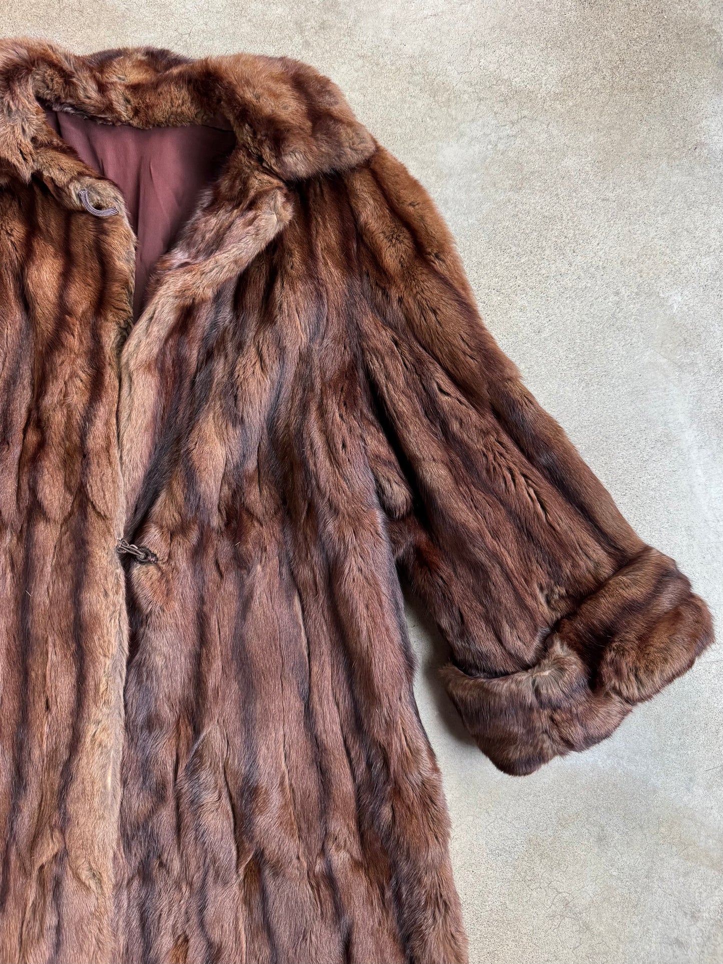 Vintage 1940s Schaffer & Gluck Brown Mink Fur Swing Coat | M/L