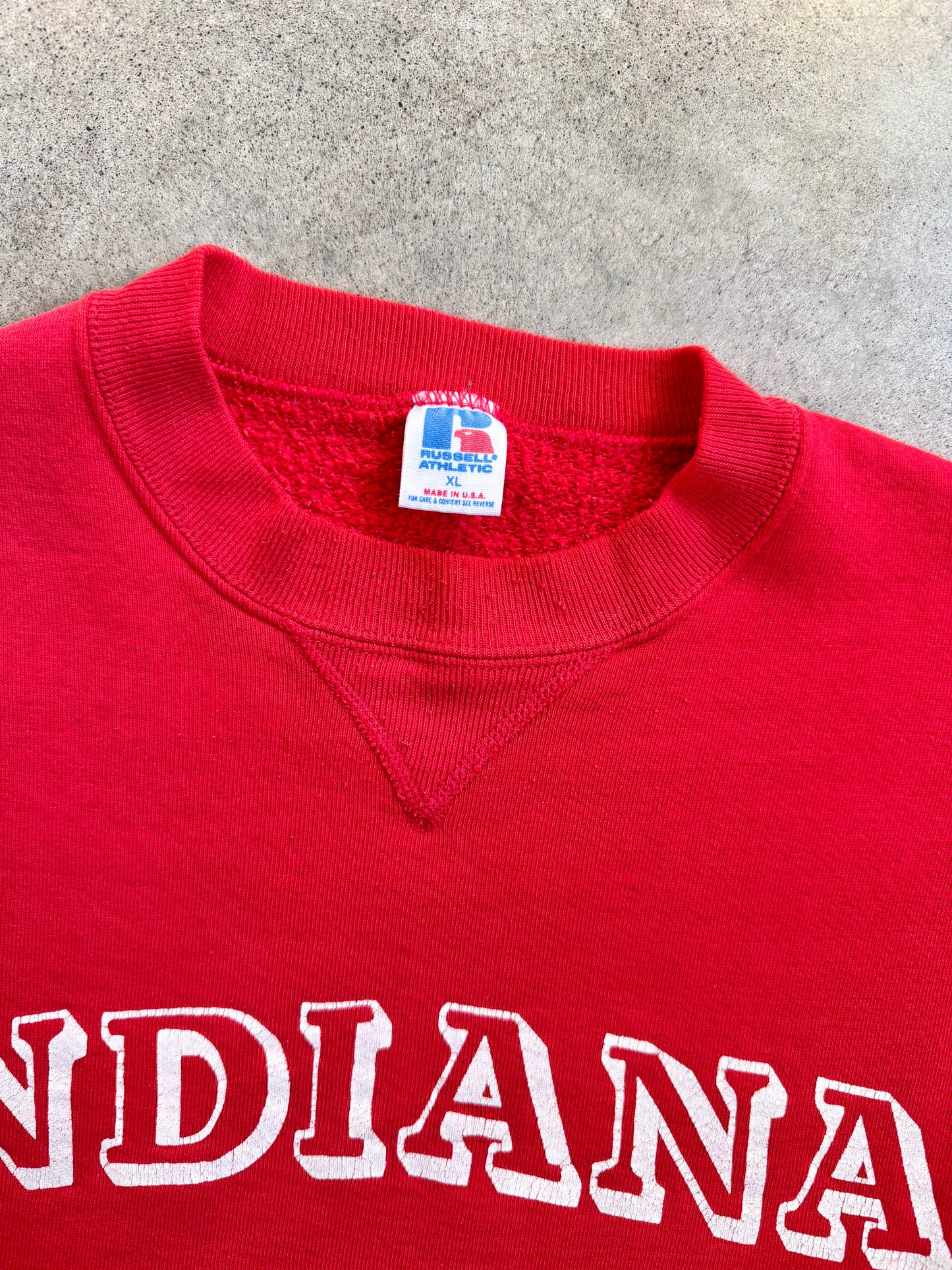 Vintage 1990s Russell Athletics Red Indiana University Sweatshirt | XL