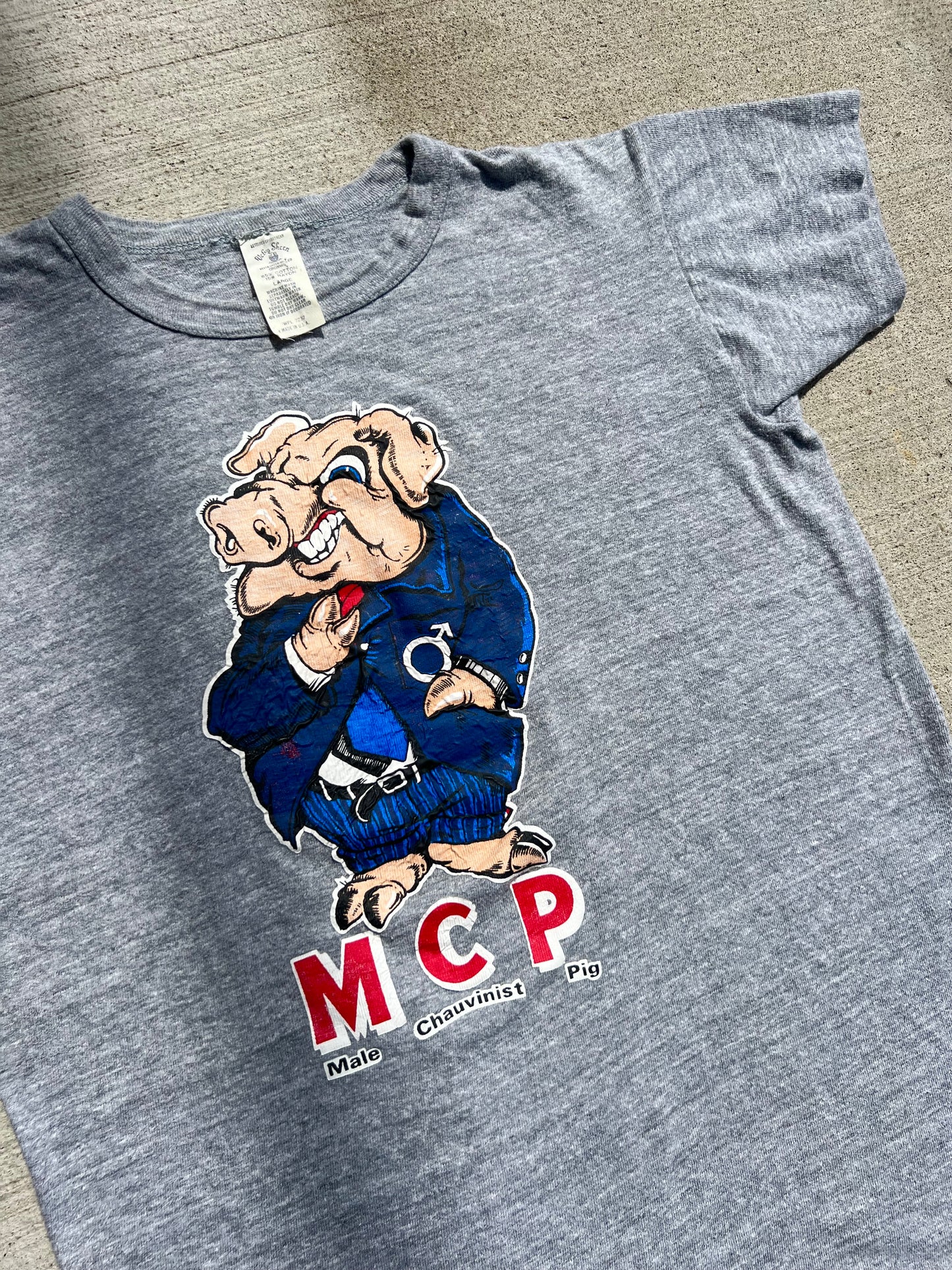 Vintage 1970s Male Chauvinist Pig Grey Graphic Tee