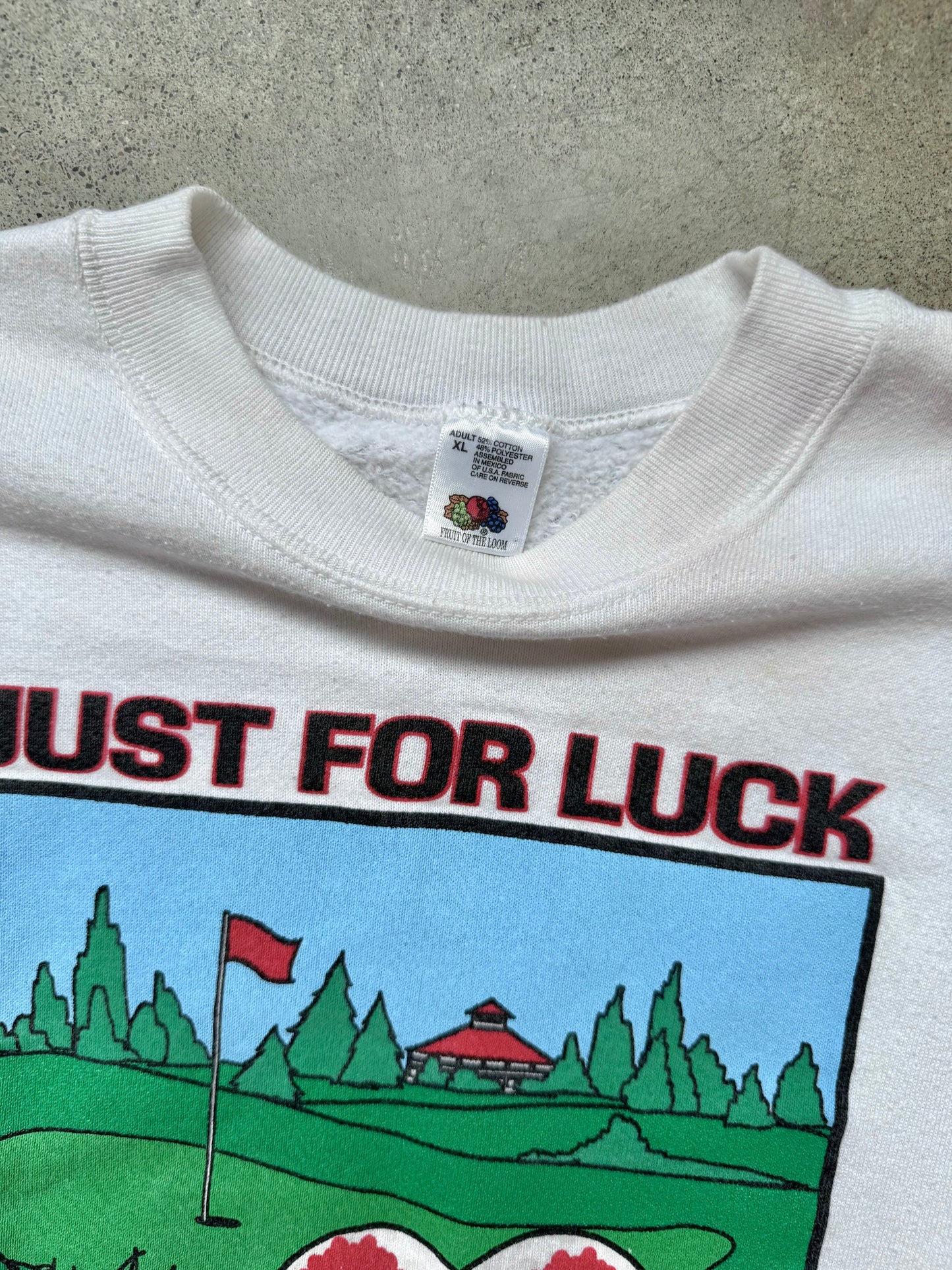 Vintage 1990s "Just for Luck" Golf Graphic Crewneck Sweatshirt | XL