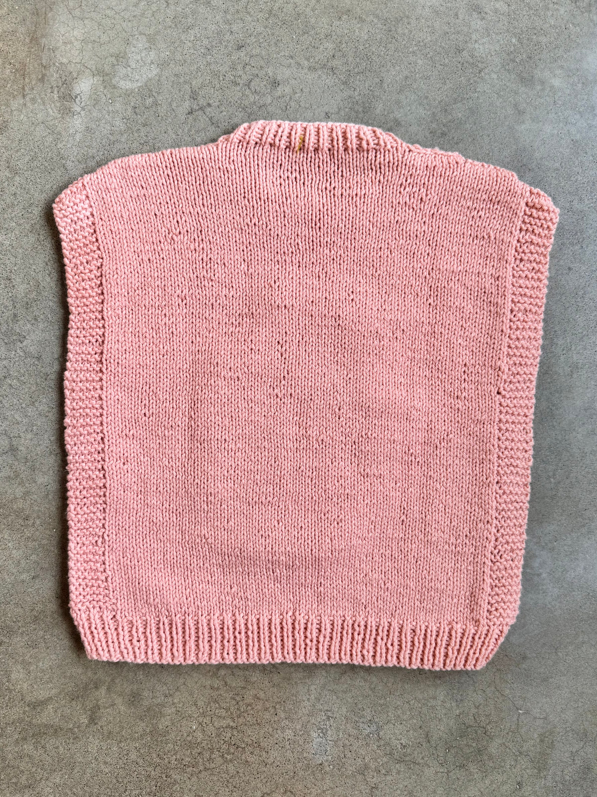 Vintage Handmade Crewel-Embroidered Flower Basket Pink Sweater Vest | S/M