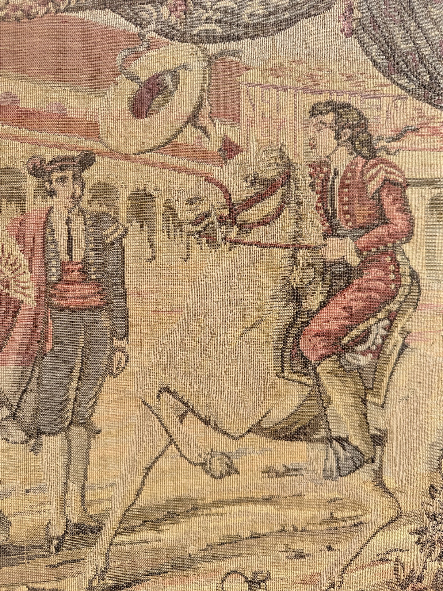 Vintage 1970s Mexico Streetscape Tapestry Art