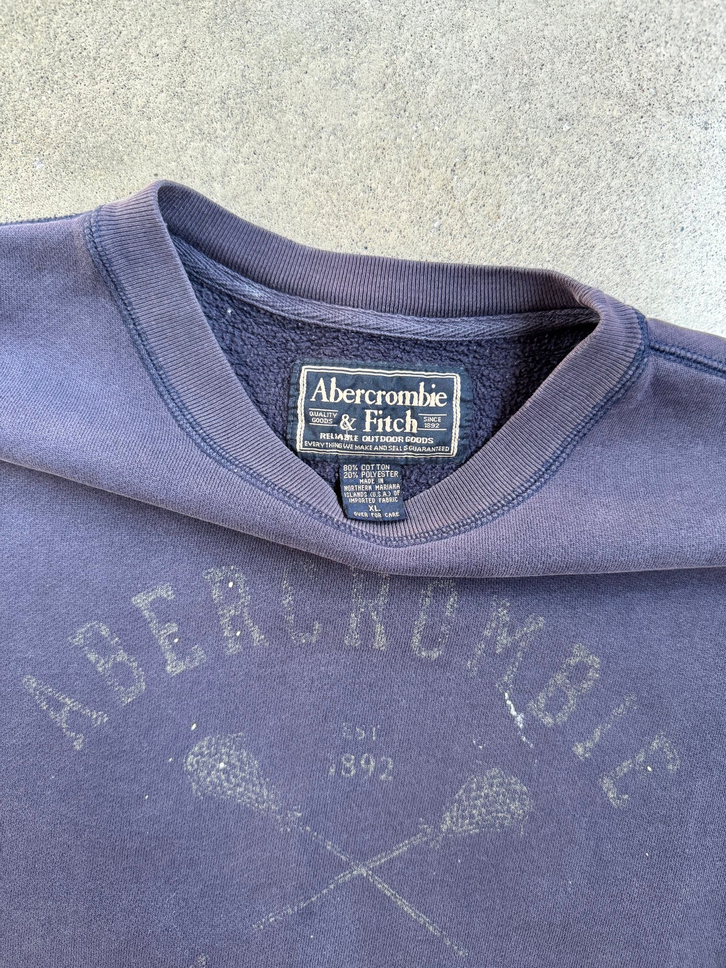 Vintage 1990s Abercrombie & Fitch Lacrosse Graphic Distressed Crewneck Sweatshirt | XL