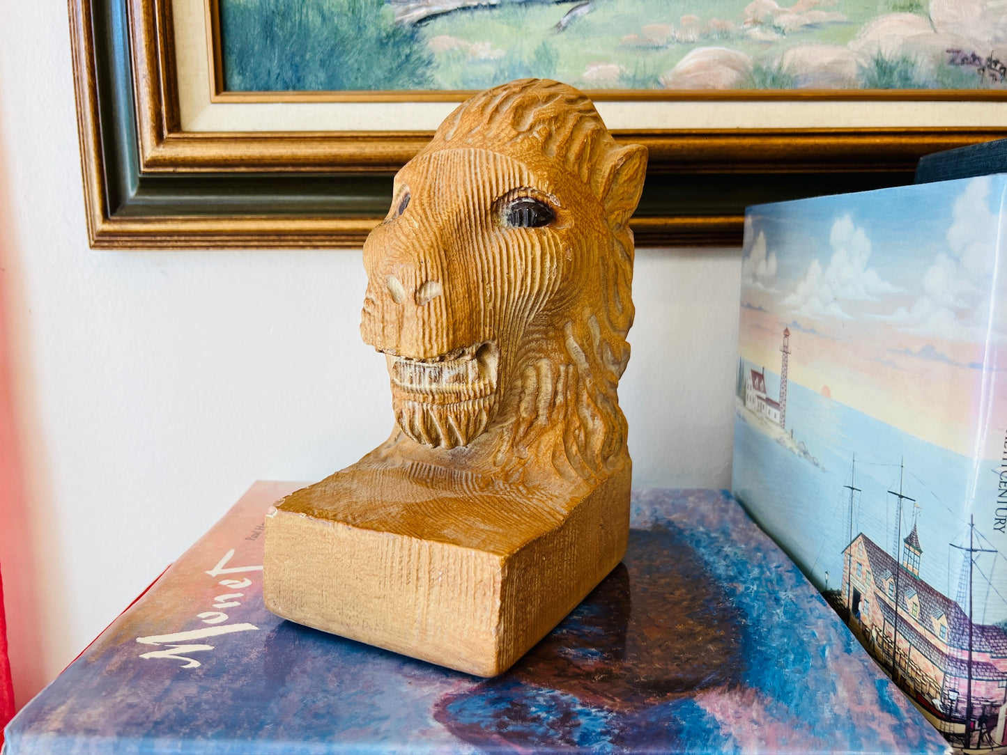 Vintage 1960s Lion Head Bookend