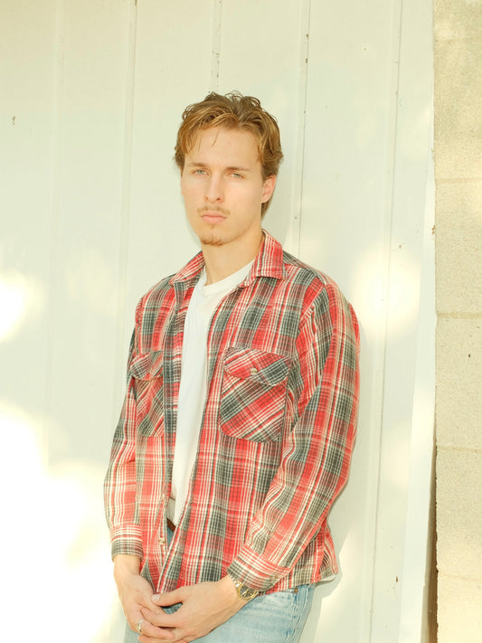 Vintage Outdoor Exchange Red Plaid Flannel | Large