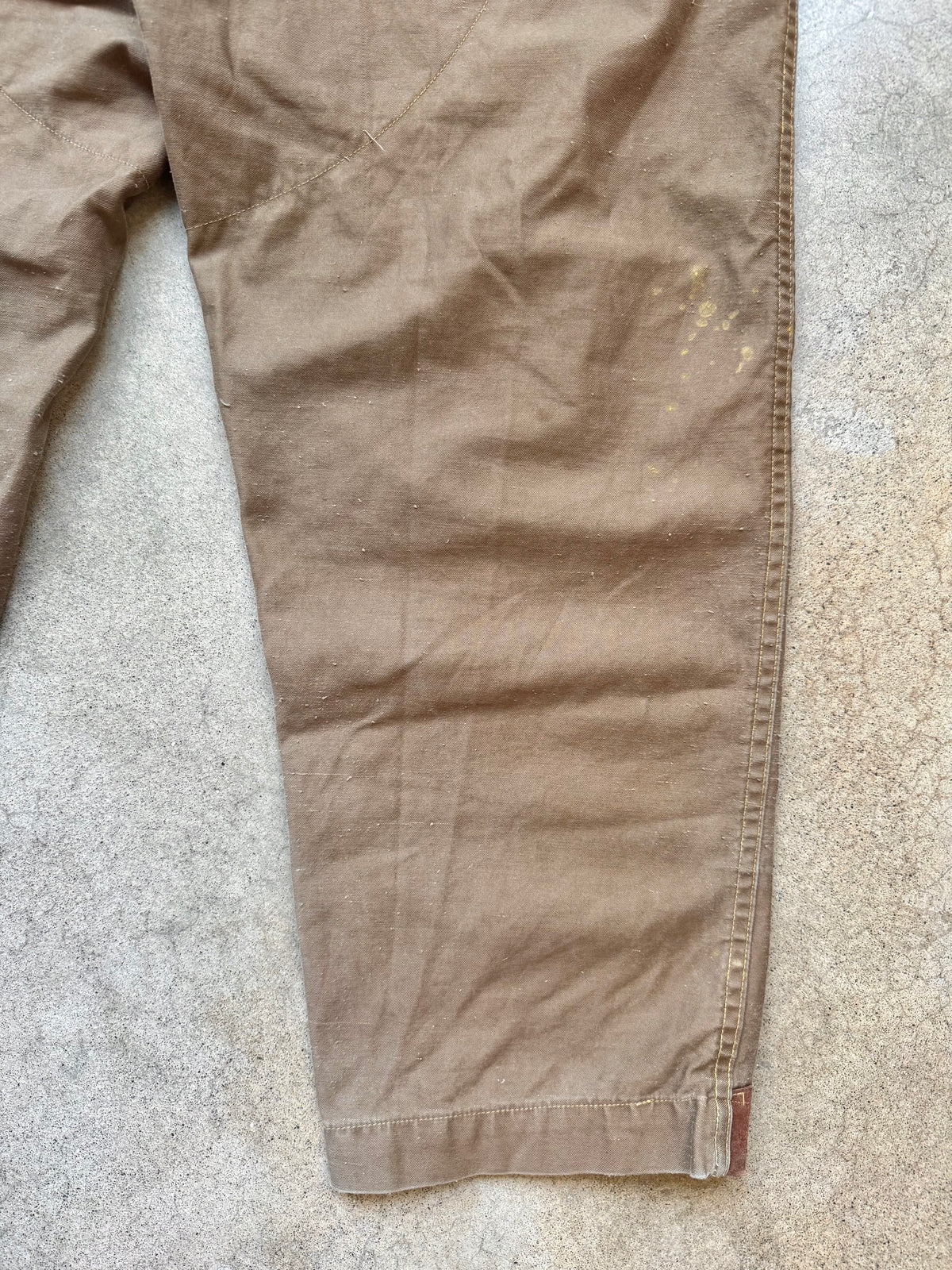 Vintage 1950s American Field Sportswear Brown Cotton Twill & Suede Leather Hunting Pants | Waist 36”