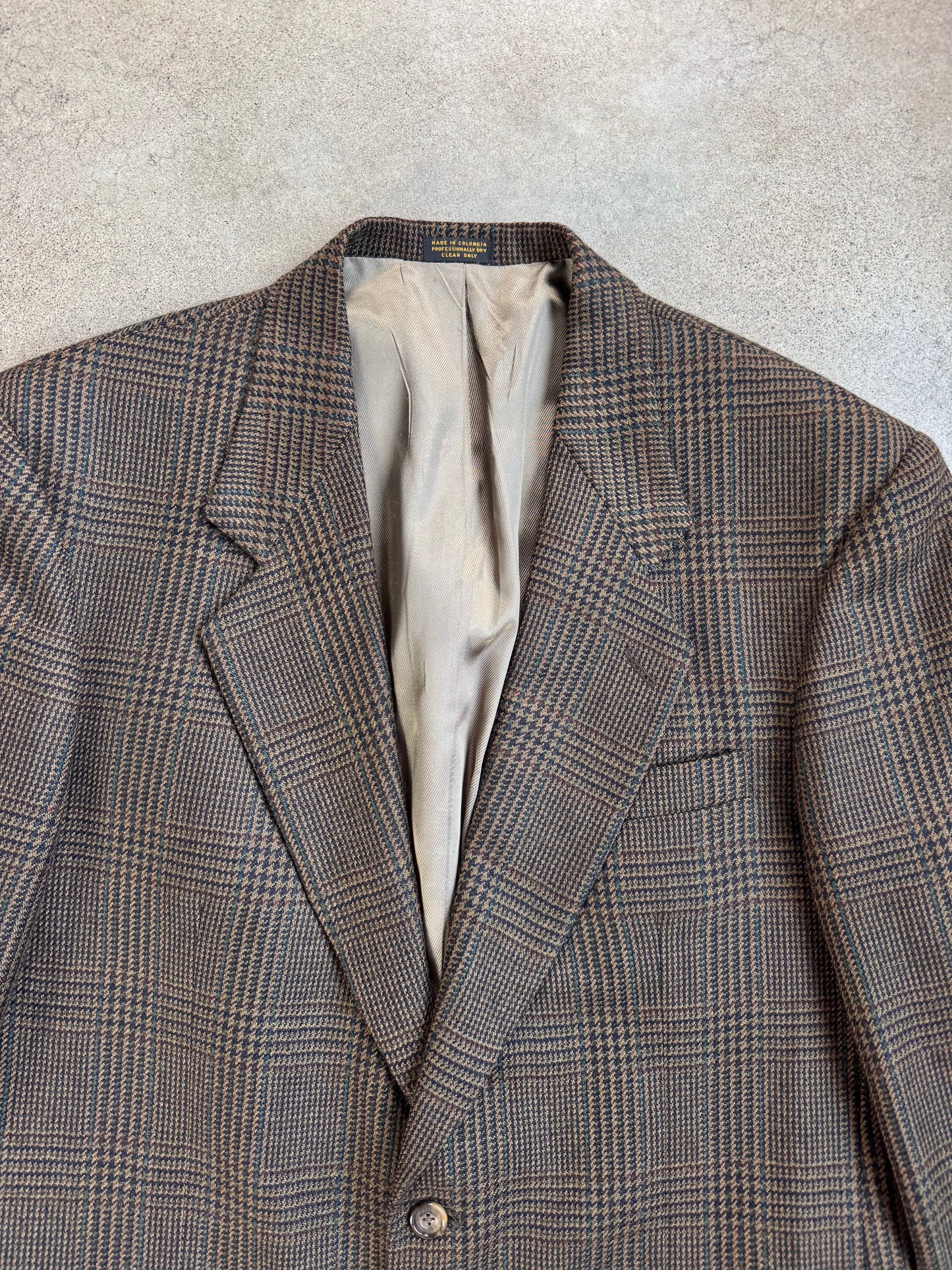 Vintage 1980s Oscar de la Renta Wool Glen Plaid Suit Jacket | 42R