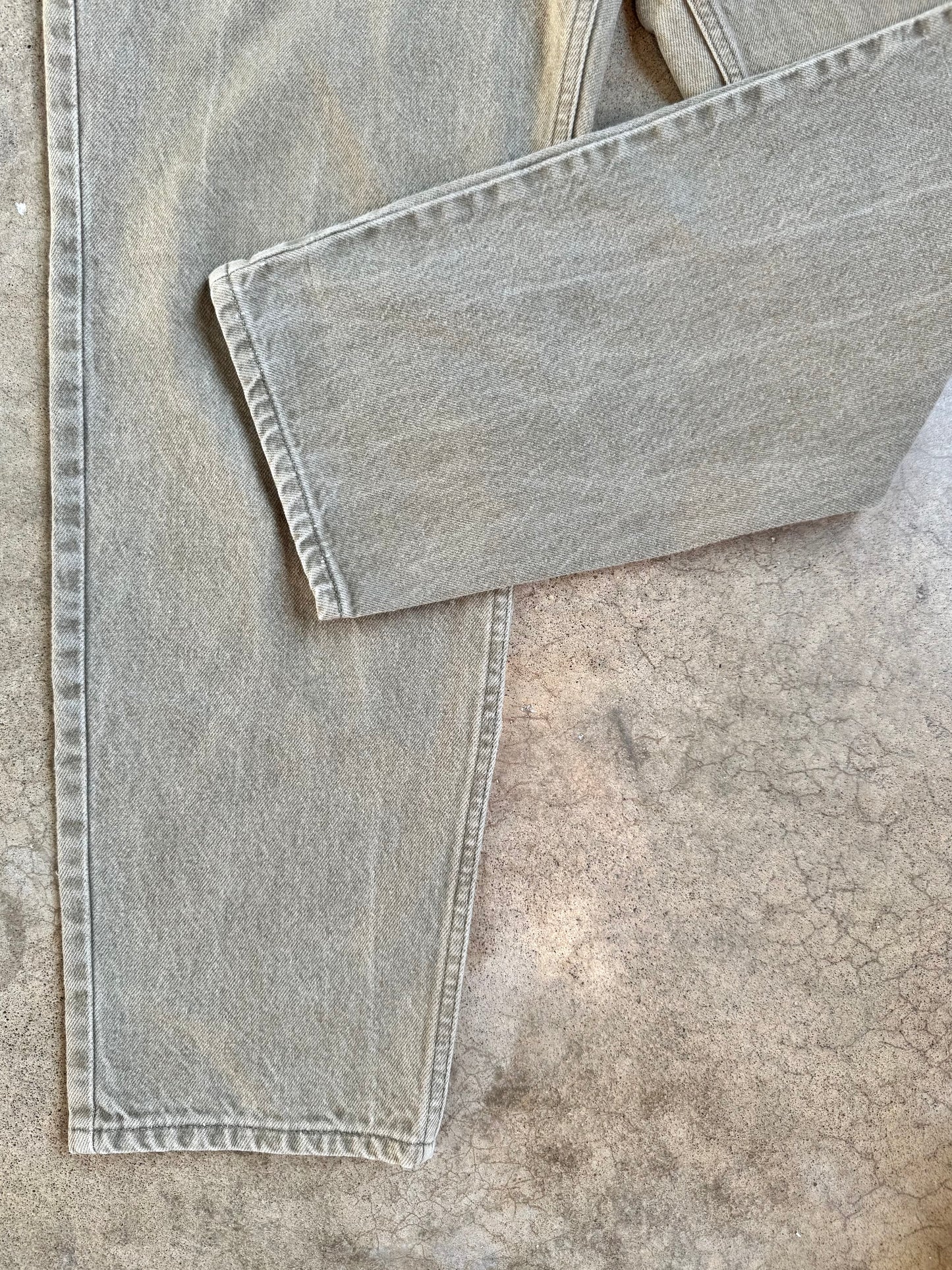 Vintage 1990s Levi’s Orange Tab 550 Relaxed Fit Muted Green Jeans | 36x30