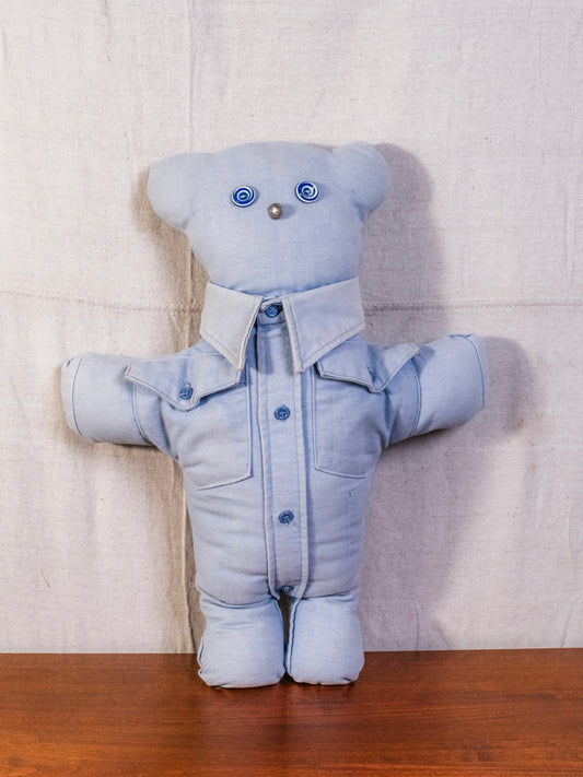 Vintage 1950s Handmade Blue "Button Eye" Teddy Bear