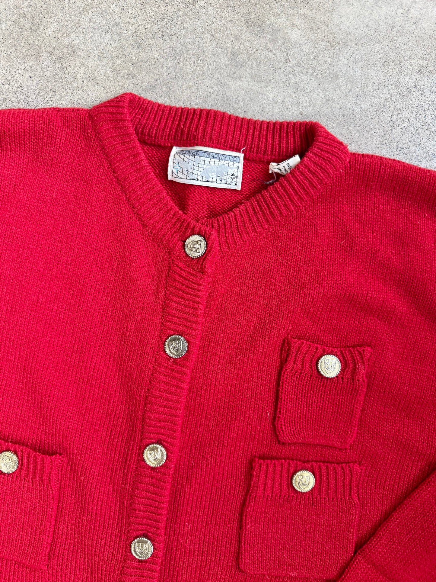 Vintage 1980s Clover Trading Co. Red Button-Front Sweater Dress | Medium