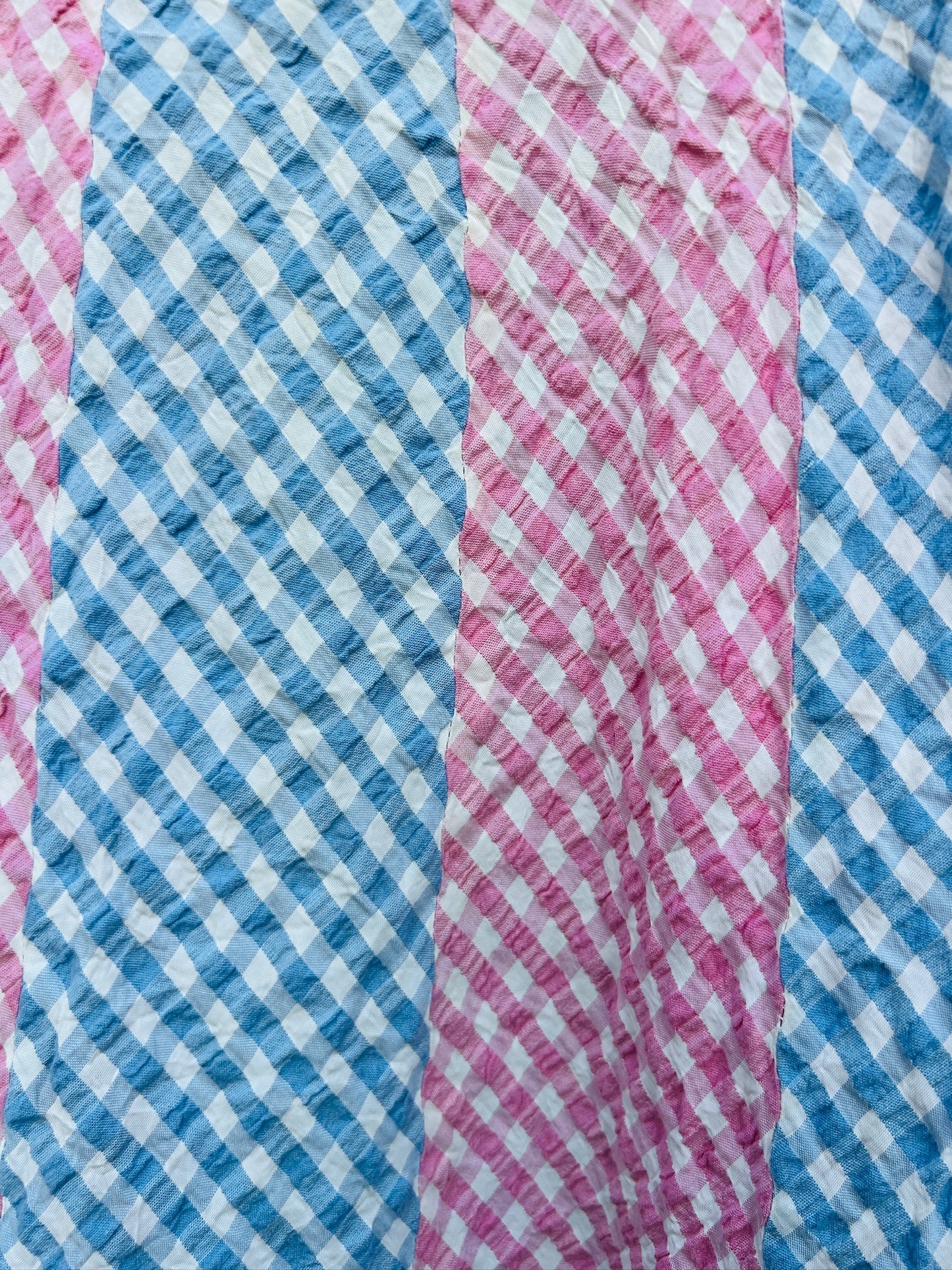 Vintage 1960s/70s Addenda Pink & Blue Gingham Maxi Skirt