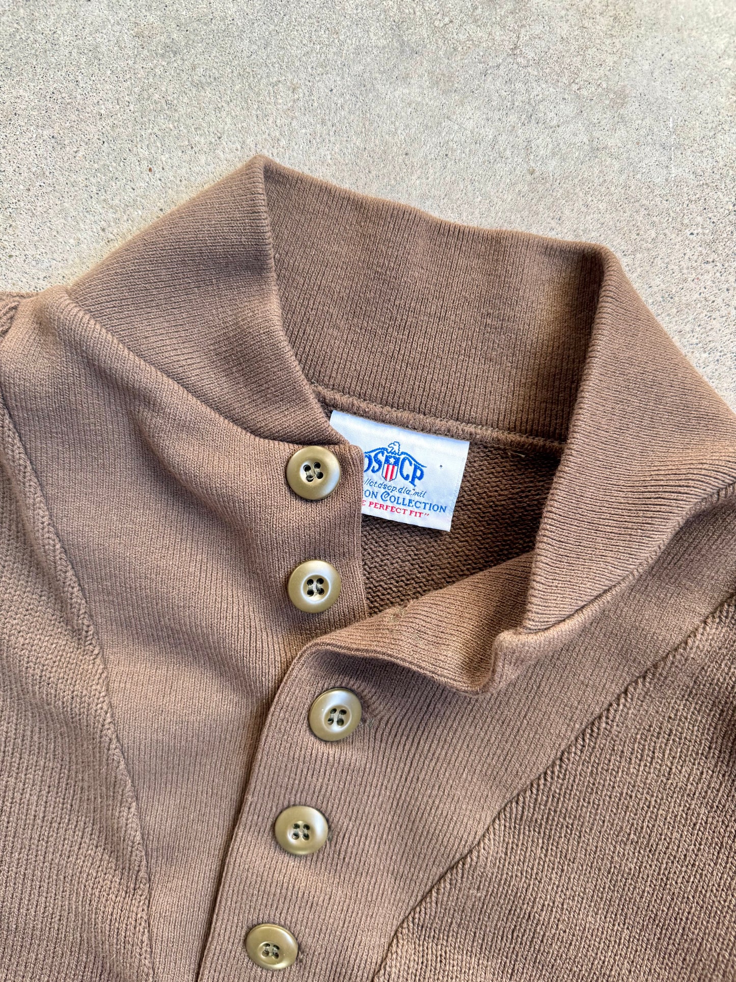 Vintage DSCP Military Brown Henley Sweater | Large