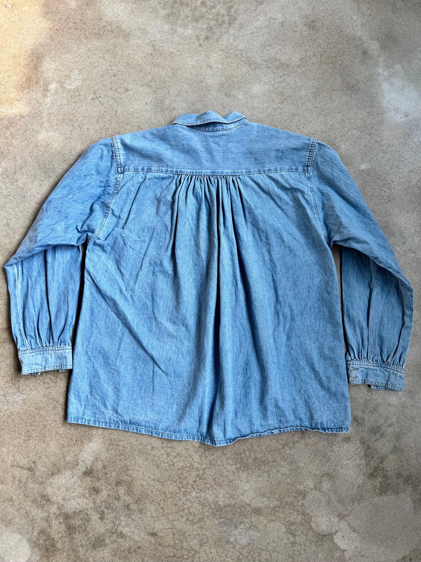 Vintage Lace-Up Denim Pullover Top | Large