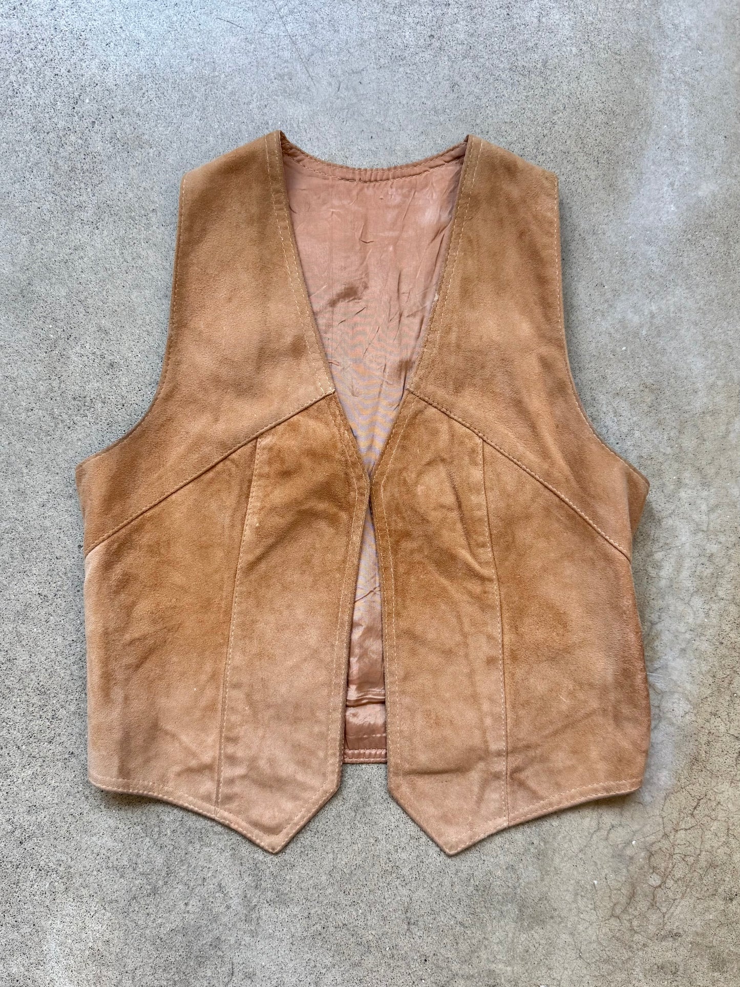 Vintage 1970s Tan Suede Vest | XS