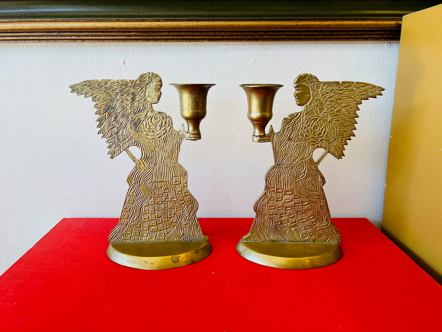 Vintage Brass Angel Candle Holders | Set of 2