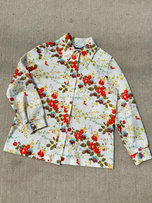 Vintage 1970s NPC Fashions Floral Polyester Shirt