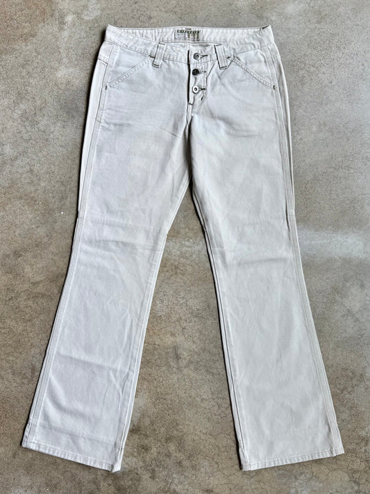2000s L.E.I. Khaki Low-Rise Flared Pants | S/M