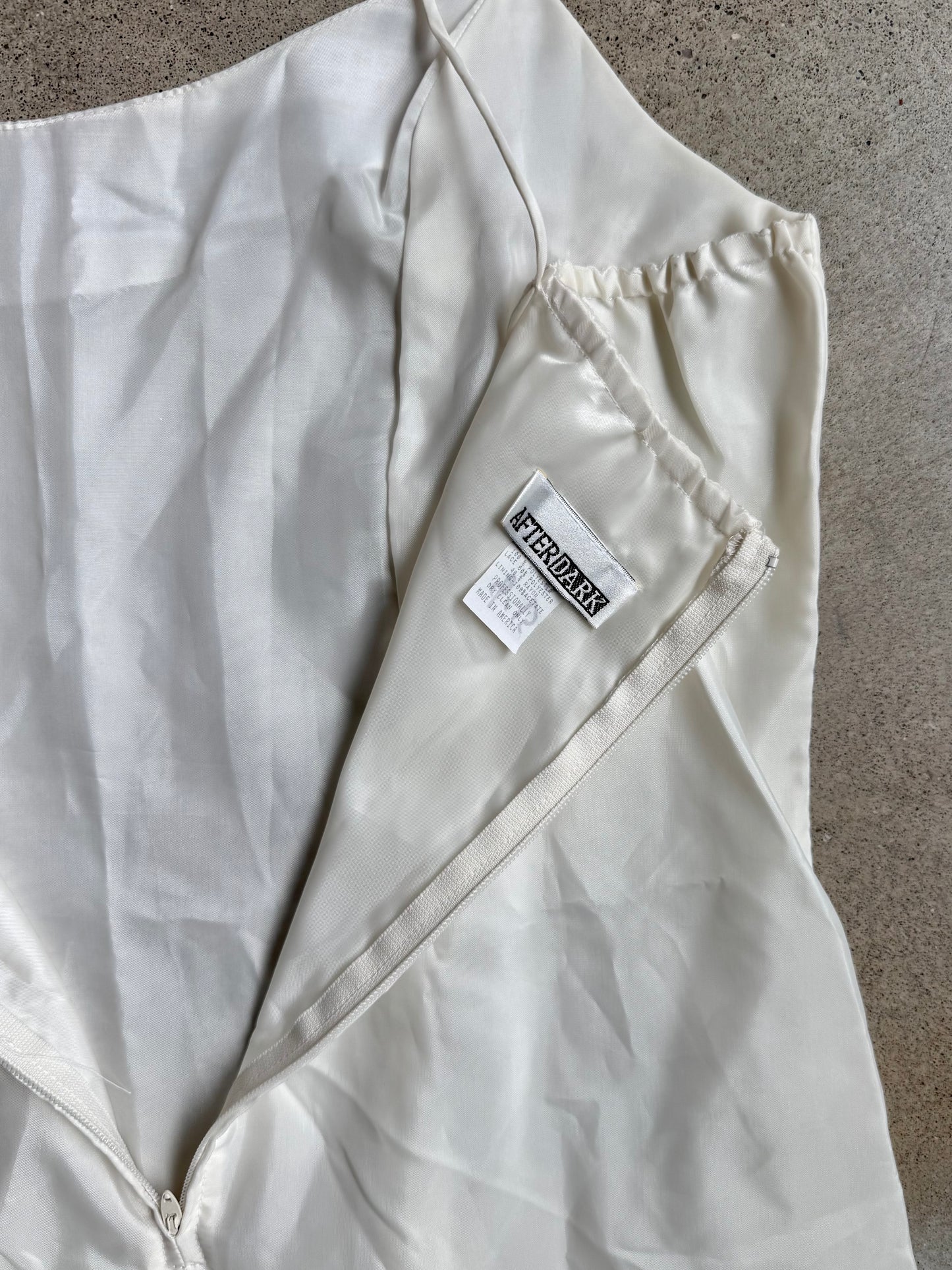 Vintage 1990s After Dark White Chiffon Ruffled Cocktail Dress | Large