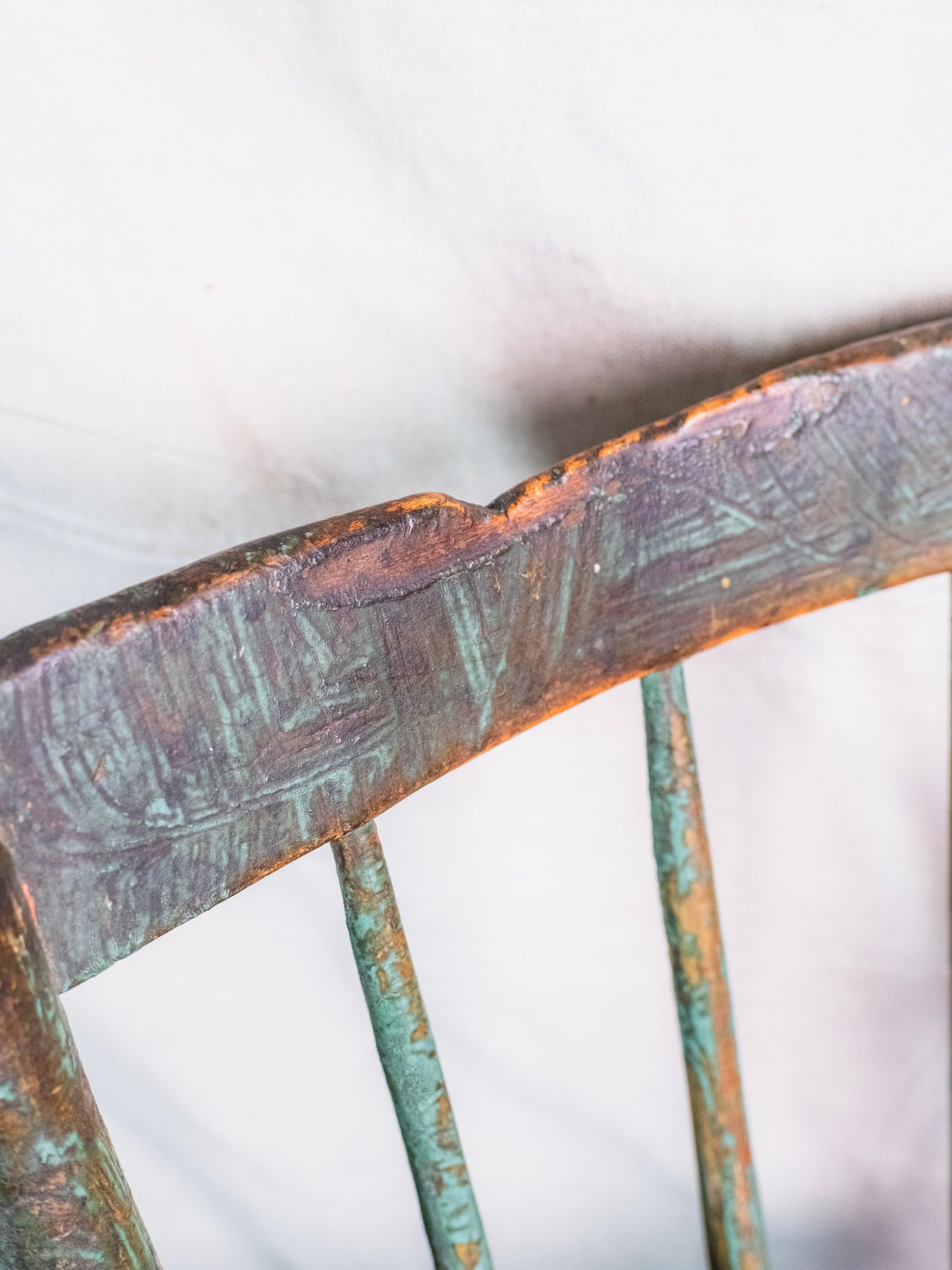 Antique 1700s Primitive Green Windsor Childrens Chair