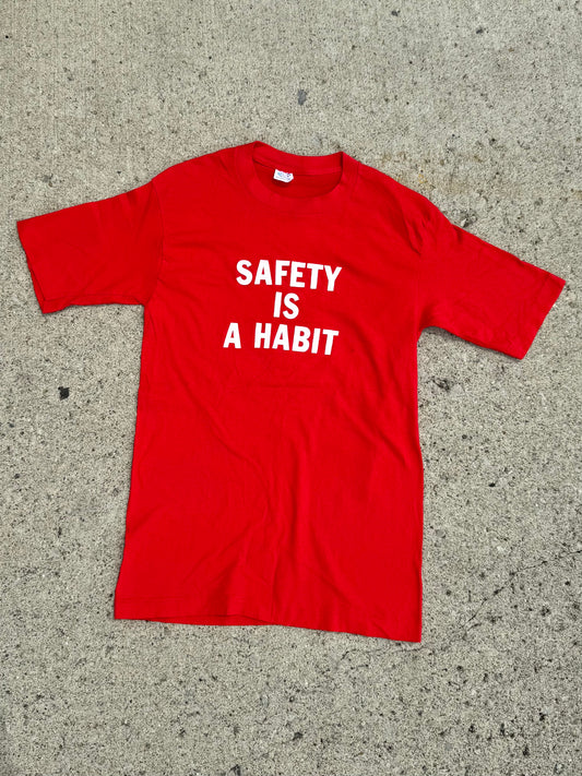 Vintage 1980s Firestone "Safety is a Habit" Red Graphic Tee | Medium