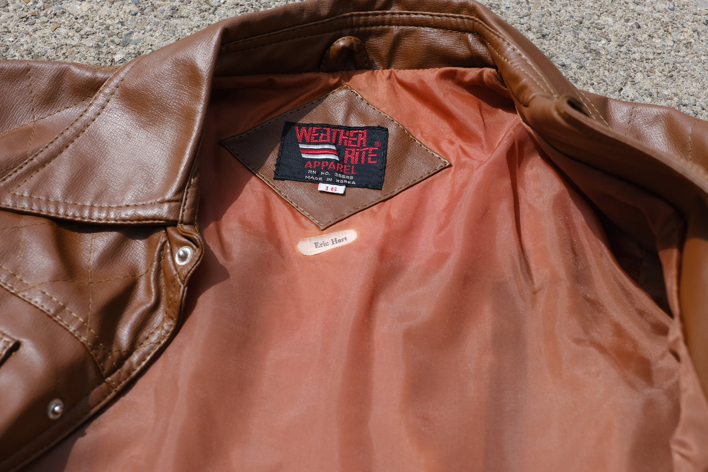 Vintage Weather-Rite Vegan Leather Jacket | Brown/Tan