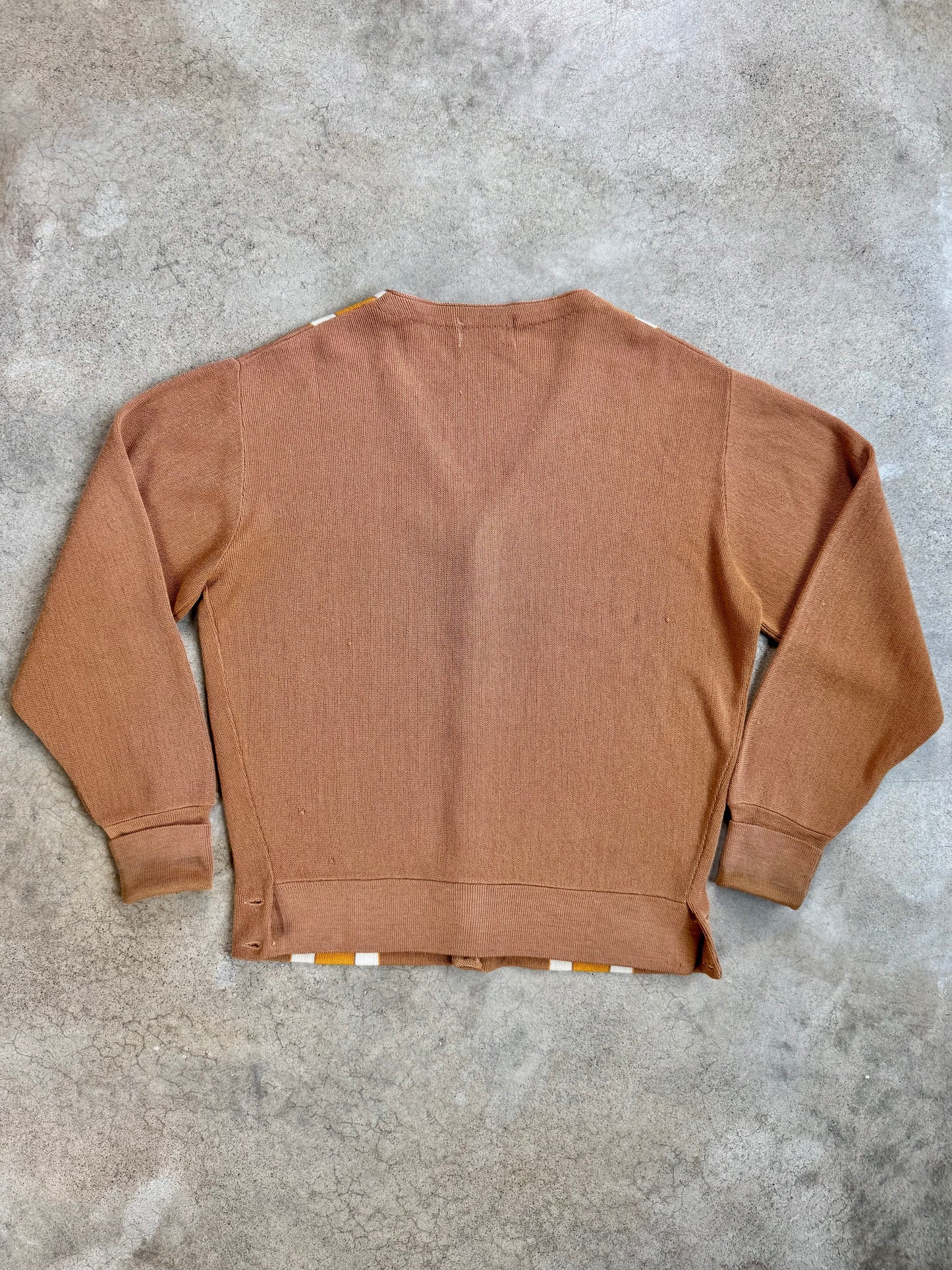 Vintage 1960s Ram California Creator Brown & Orange Striped Cardigan | Medium