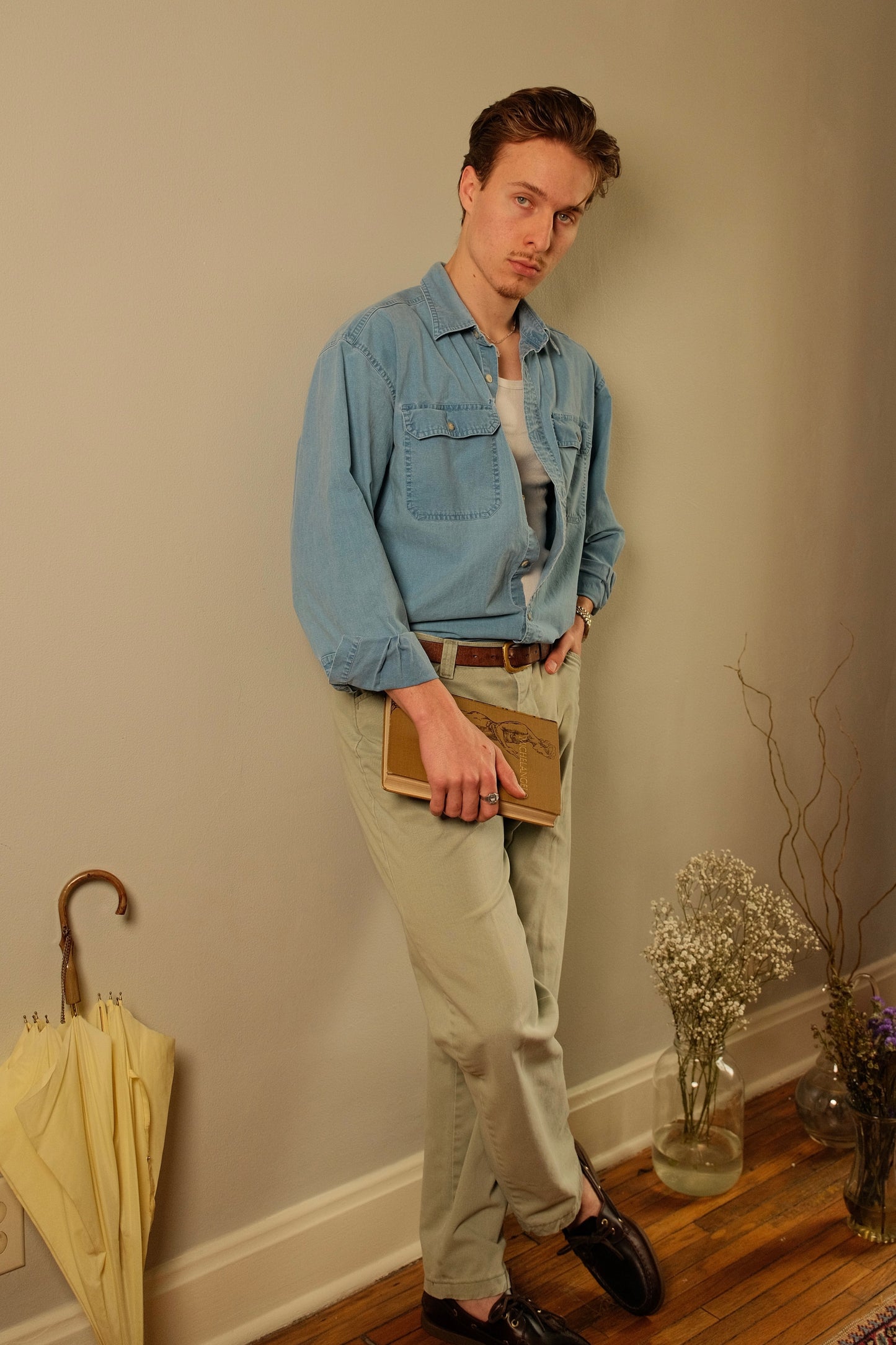 L.L. Bean Chambray Cotton Utility Shirt | XL