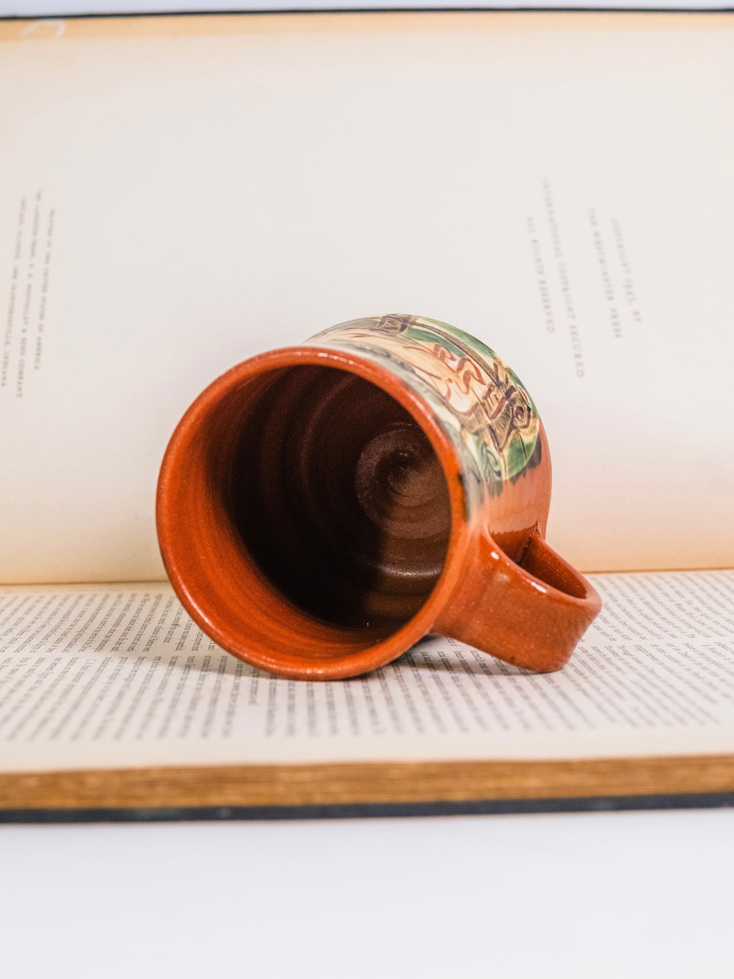 Vintage 1940s/50s Ceramic Red Pottery "Deer" Mug