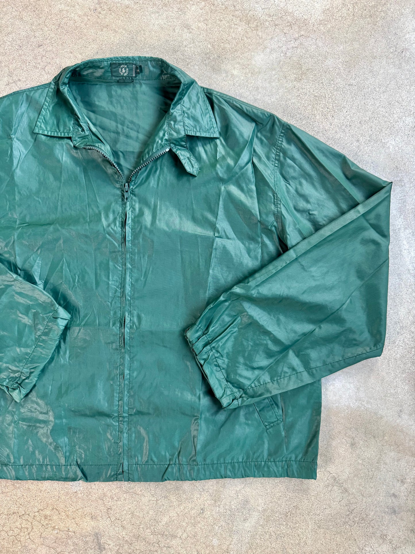 Vintage 1990s Polo Ralph Lauren Green Zip-Up Windbreaker Jacket | L/XL