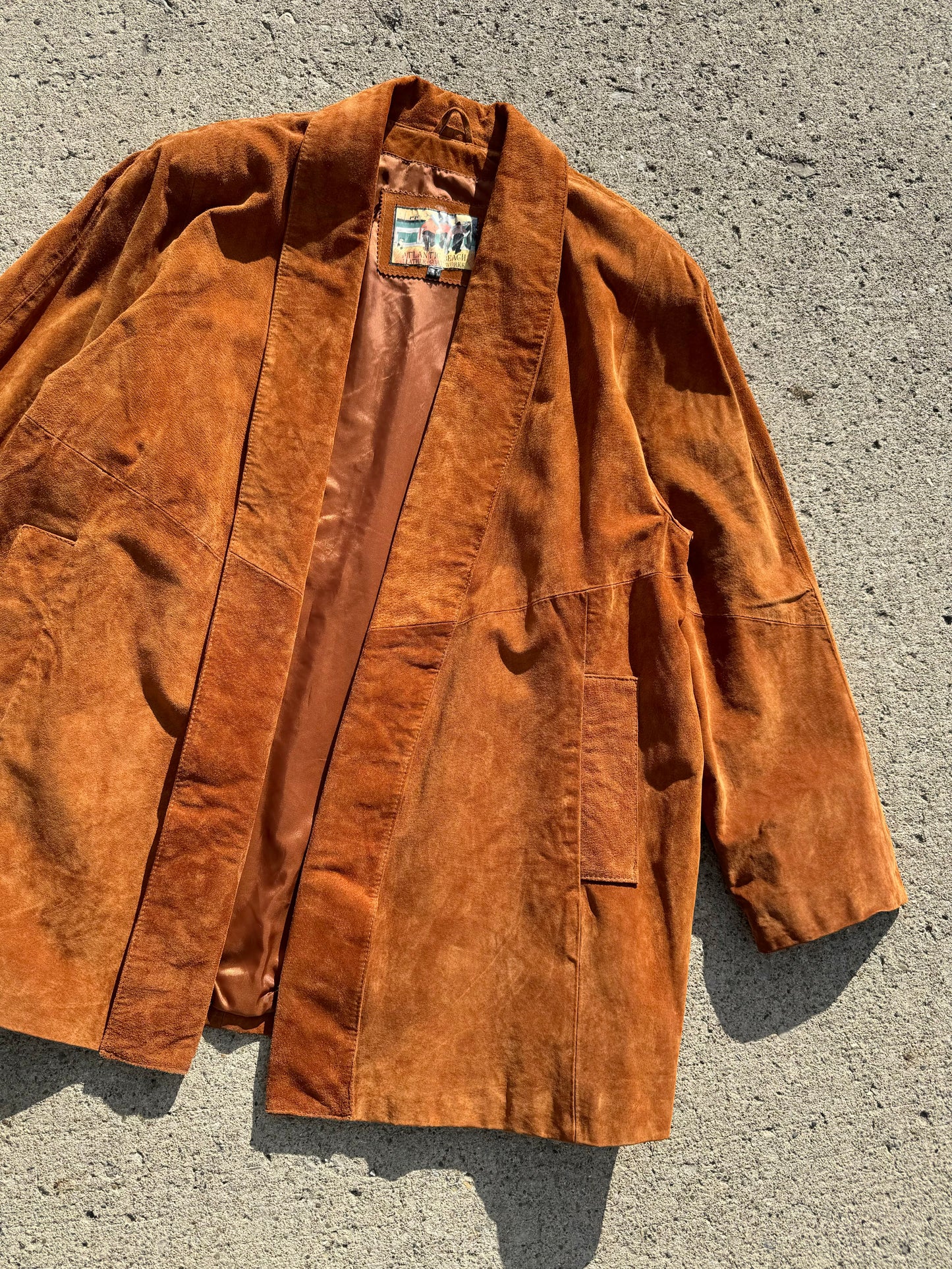 Vintage 1980s Atlantic Beach Leather Burnt Orange Suede Jacket | XXL