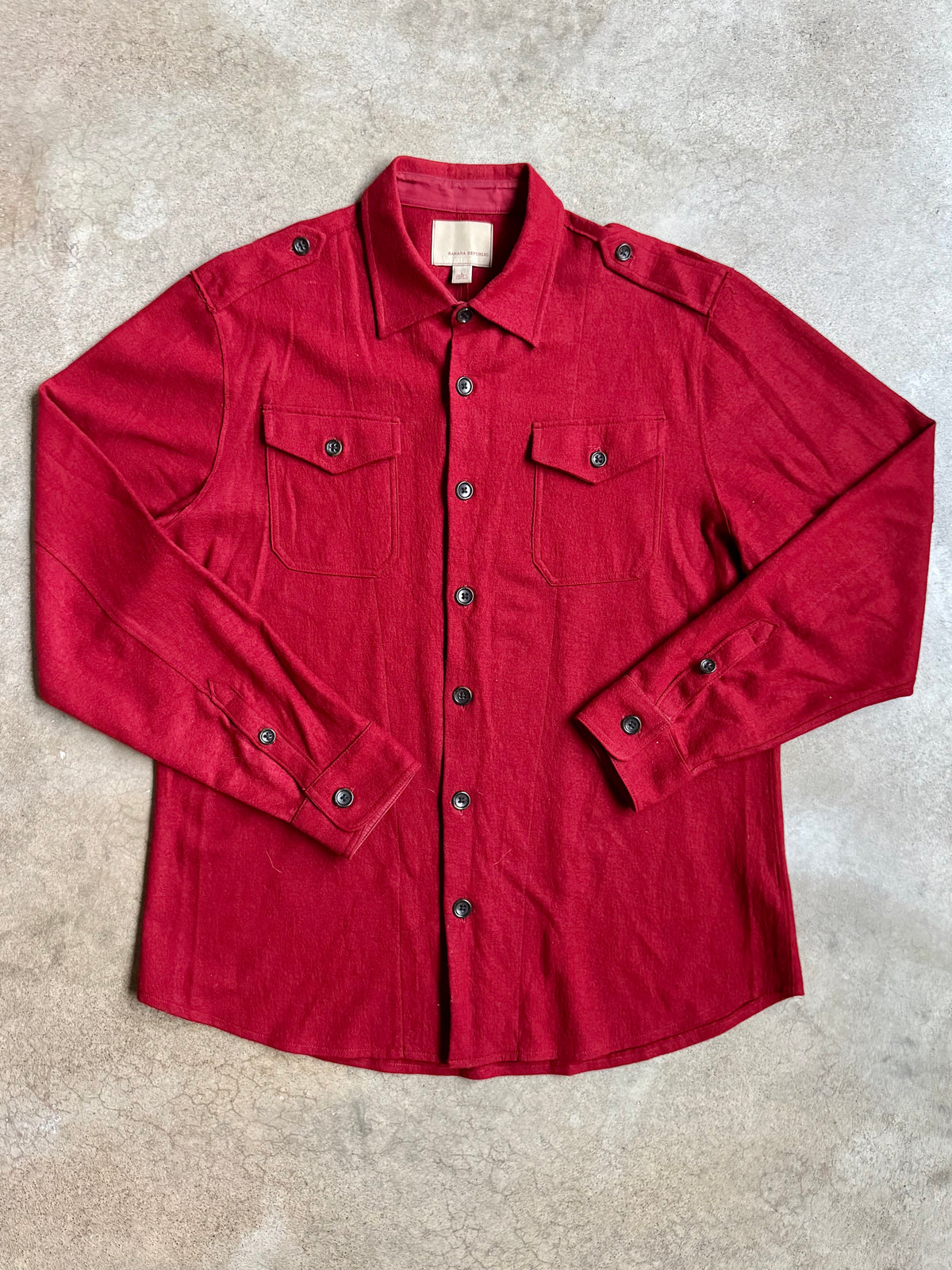 Vintage Banana Republic “Heritage” Red Wool Utility Shirt | Large