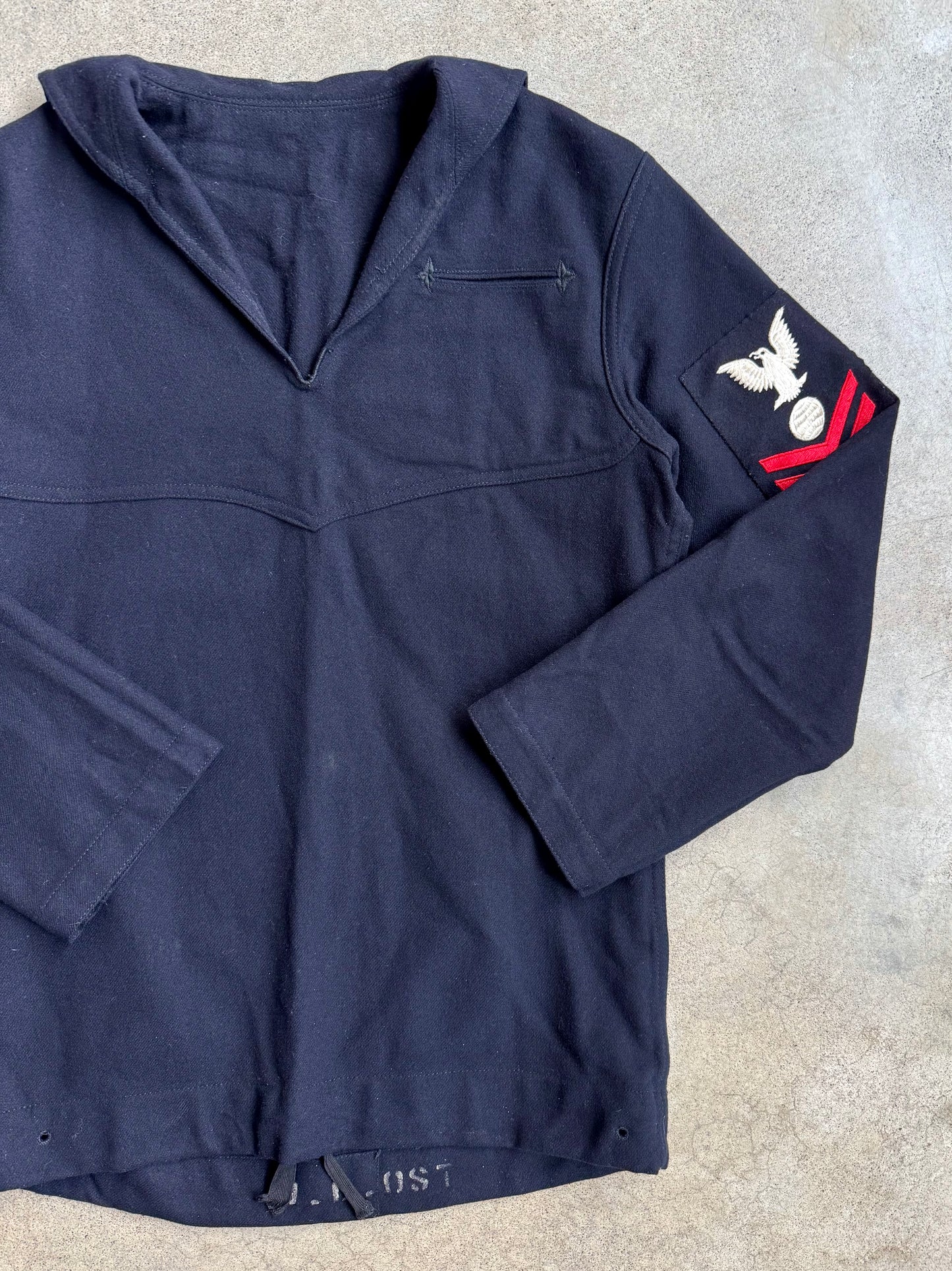 Vintage 1950s U.S. Navy Wool Sailor Jumper Uniform Shirt | Small