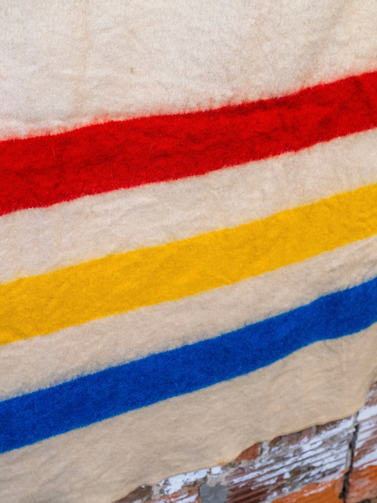Vintage 1950s Hudson Bay Style Striped Wool Camp Blanket