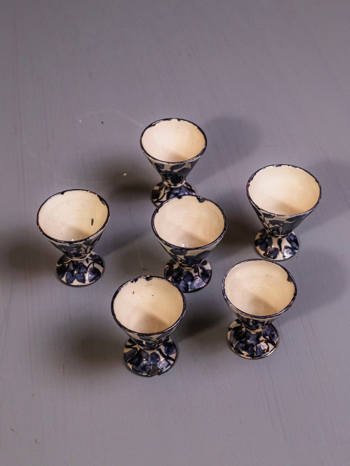 Vintage Oaxaca Mexican Chorreada Pottery Pitcher & Goblets Set