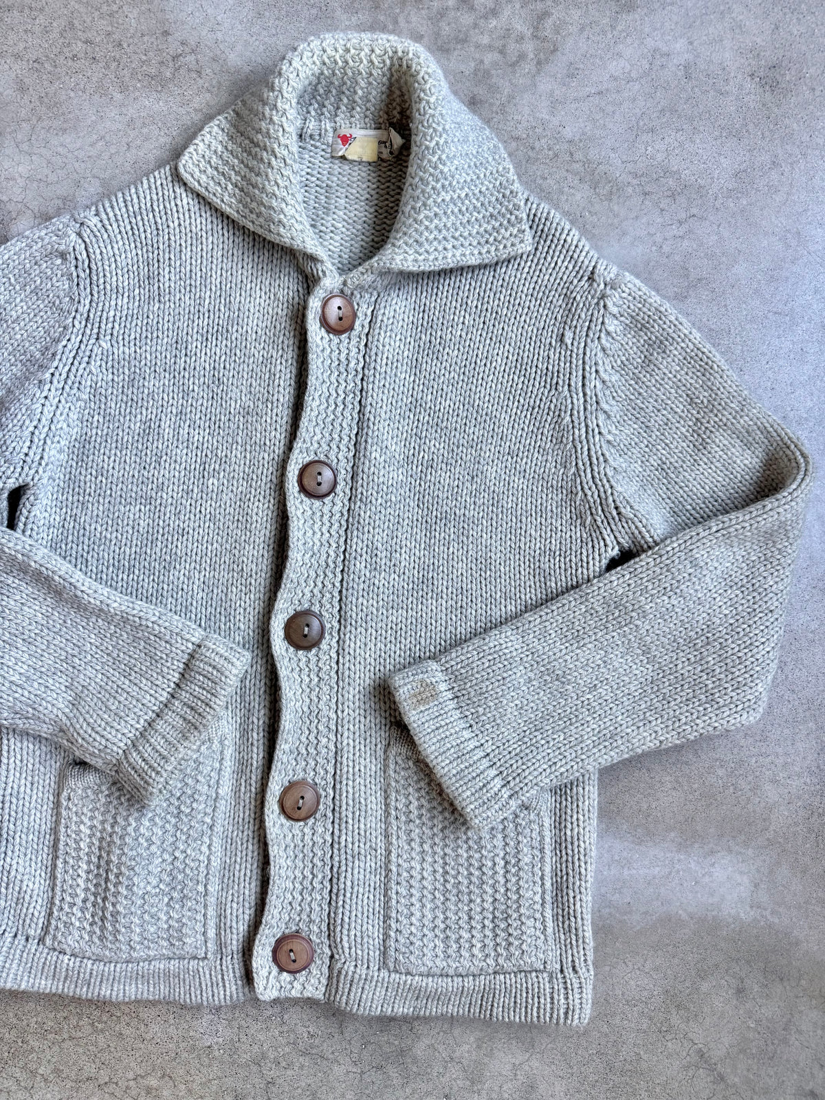 Vintage 1960s/70s Field & Stream Grey Wool Knit Buttoned Cardigan | XL
