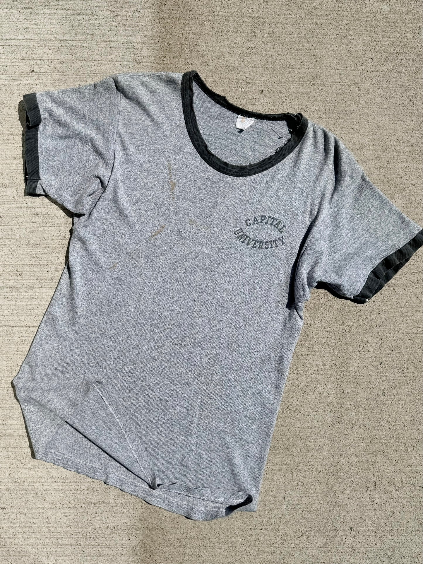 Vintage 1960s/70s Champion Capital University Grey Ringer Tee