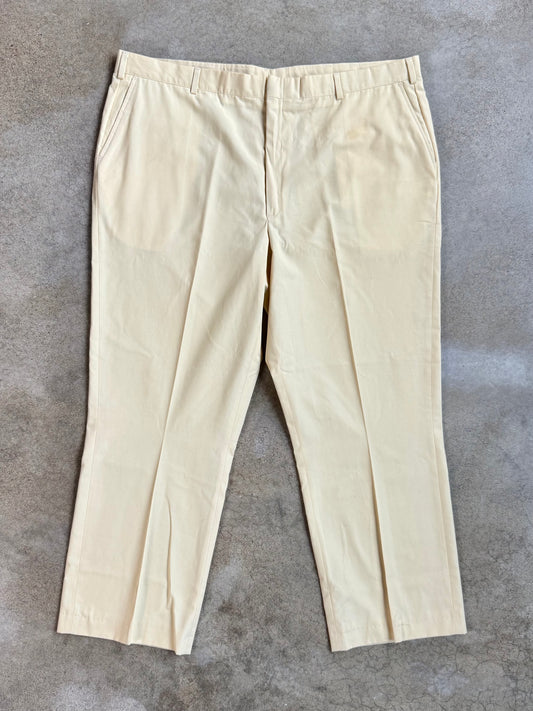 Vintage 1980s L.L. Bean Pale Yellow Trousers | Waist 44”