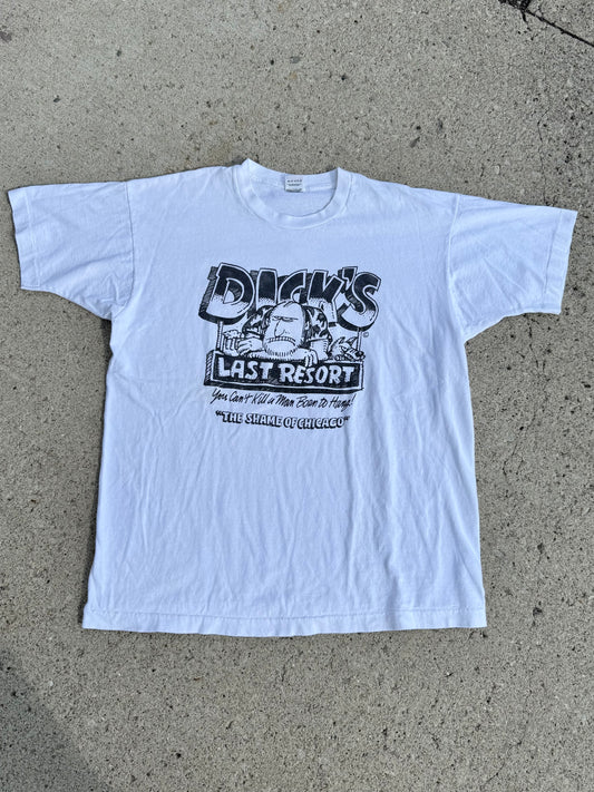 Vintage 1990s Dick’s Last Resort "The Shame of Chicago" White Graphic Tee | XL