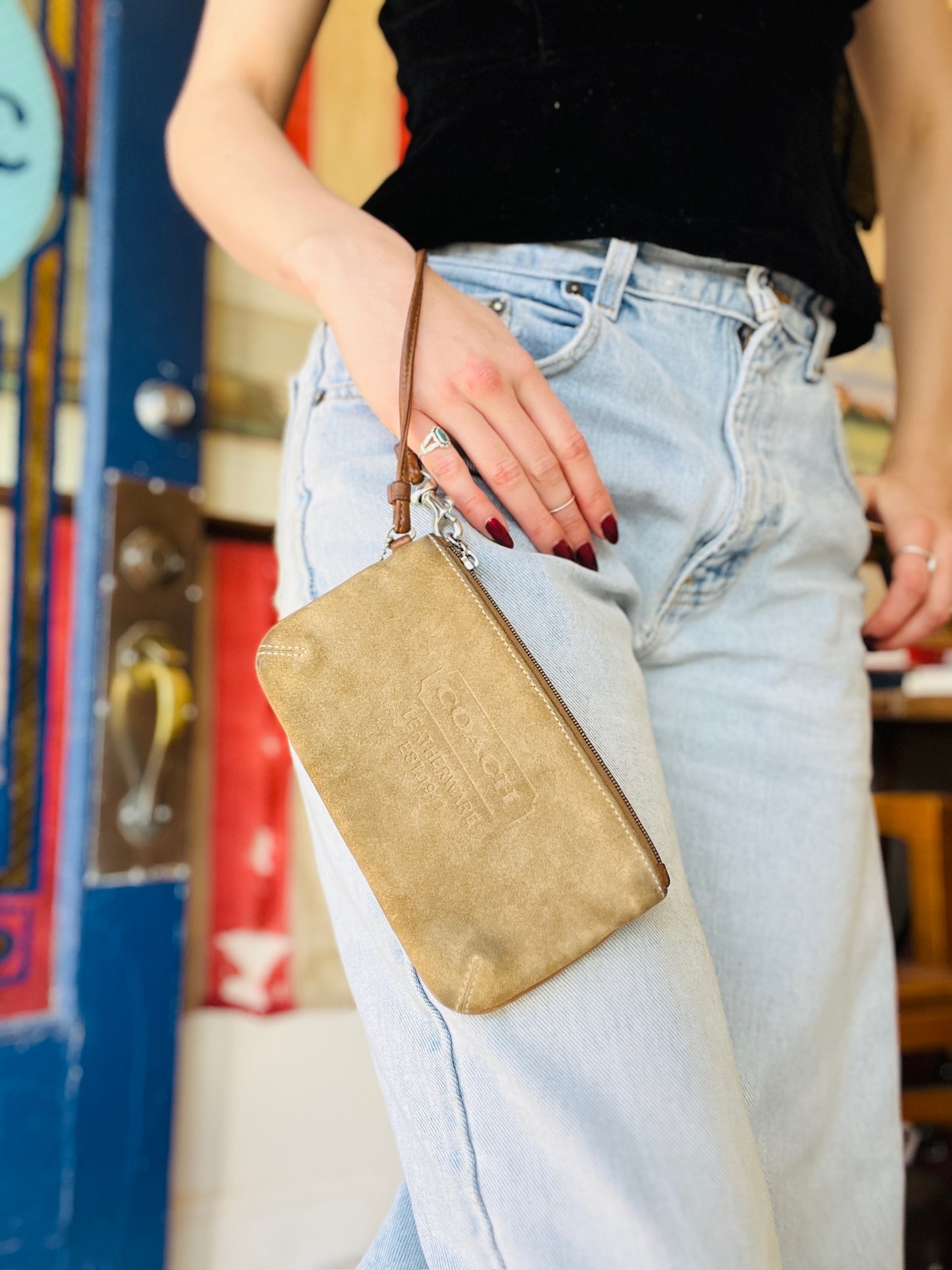 Vintage Coach Suede Leather Wristlet