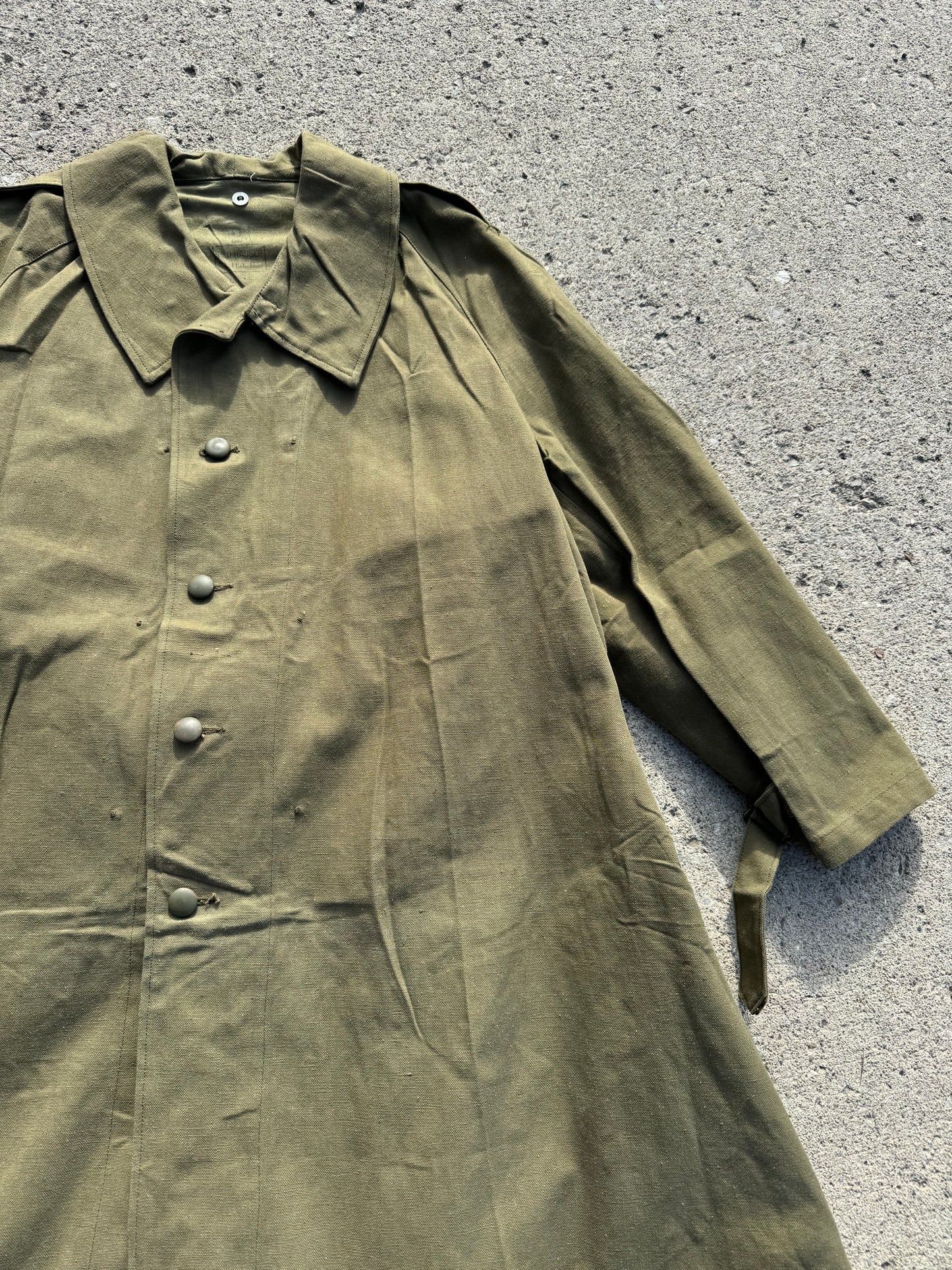 Vintage French Military Canvas Motorcycle Trench Coat | XL