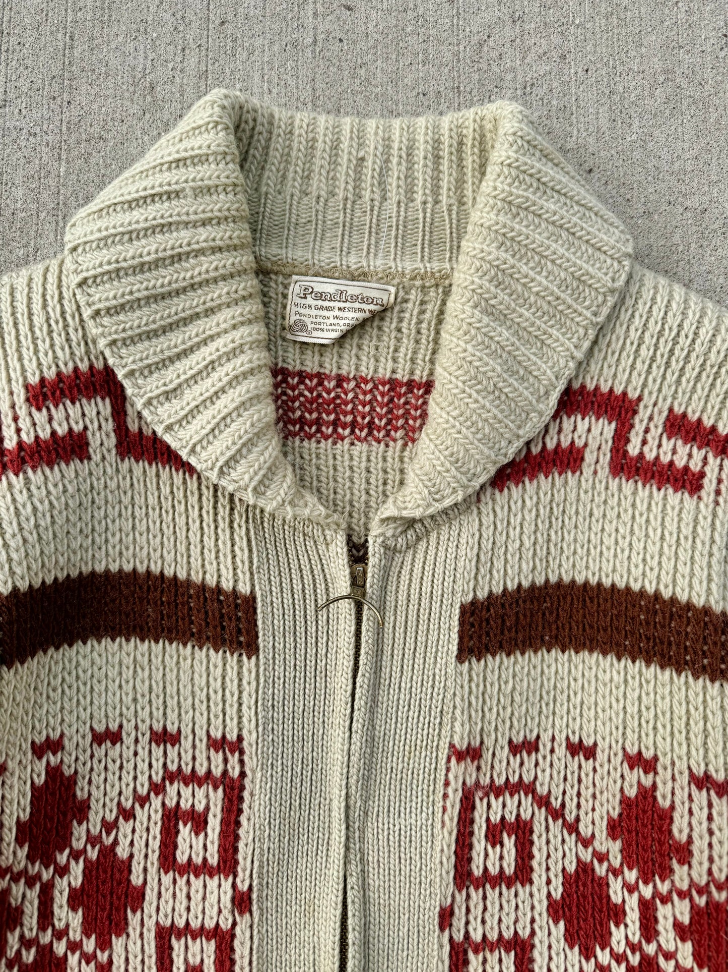 Vintage 1970s Pendleton Western Zip-Up Wool Sweater | Medium