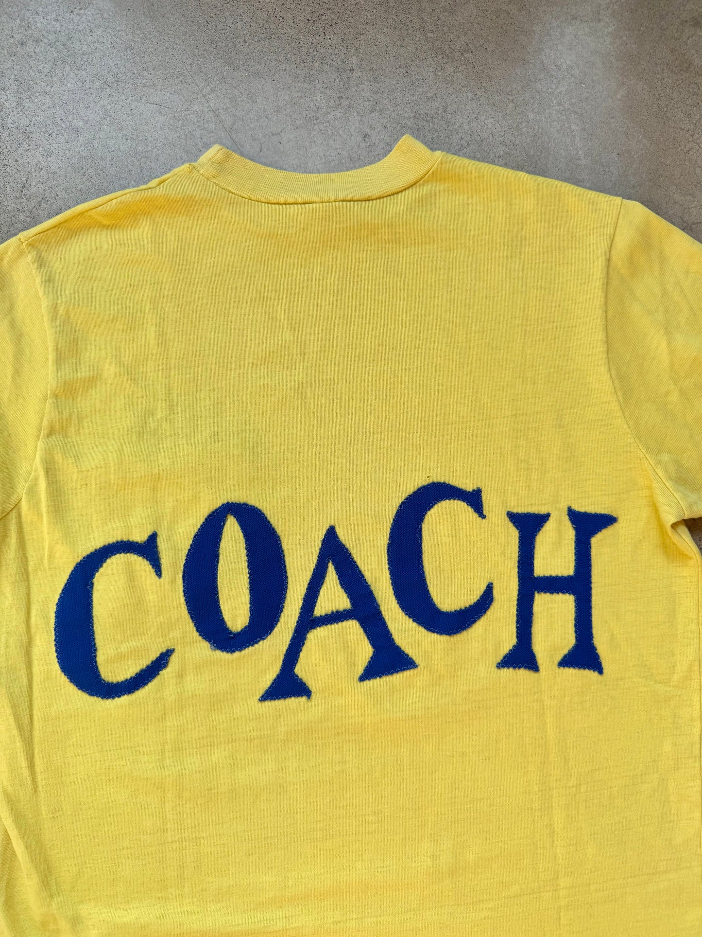 Vintage 1960s Turtle King Yellow “Coach Mike” Embroidered Tee | Large